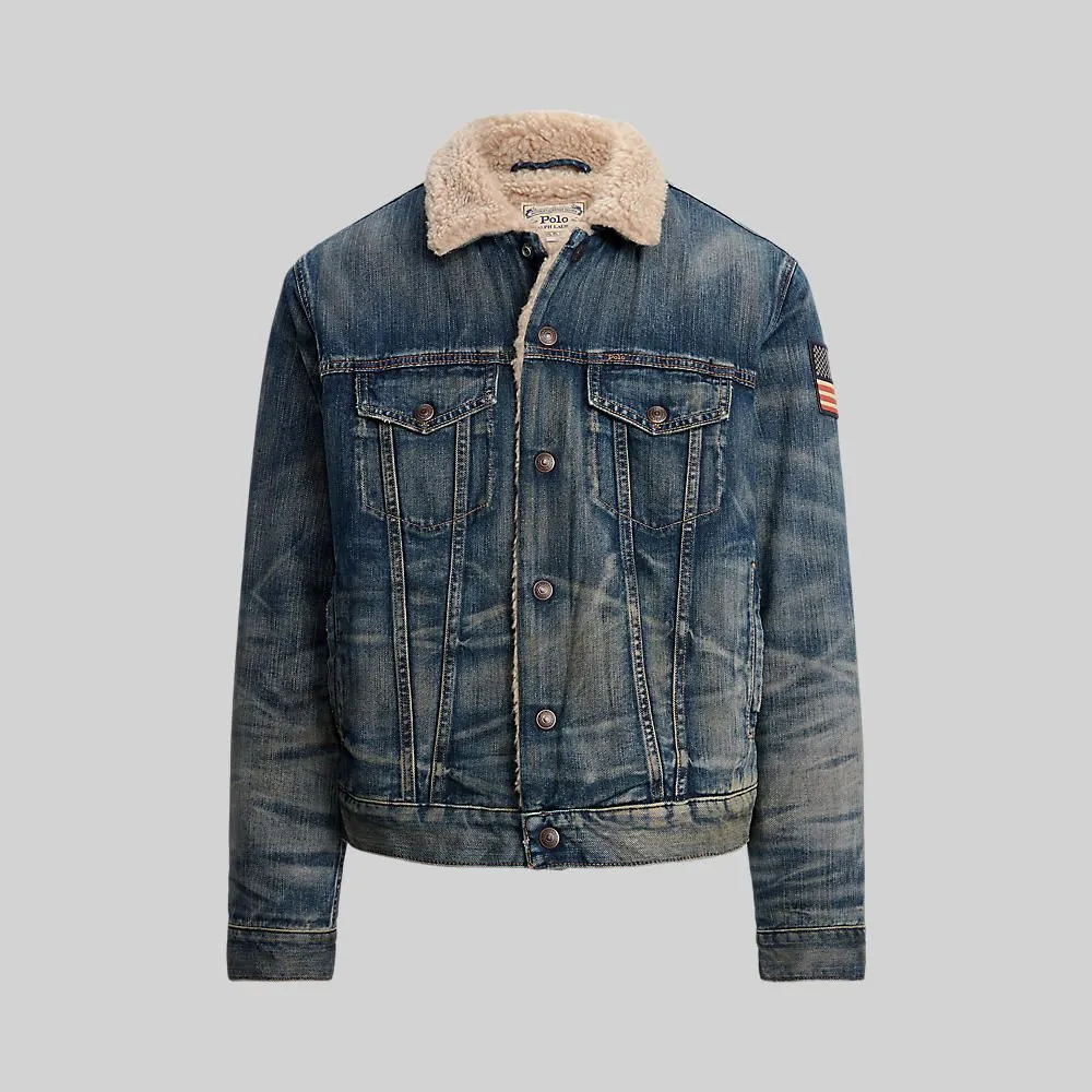 POLO RALPH LAUREN MEN JACKET Fleece-Lined Trucker Jacket MNPOOTW16020696 400 BLUE POLO RALPH LAUREN MEN JACKET Fleece-Lined Trucker Jacket MNPOOTW16020696 400 BLUE