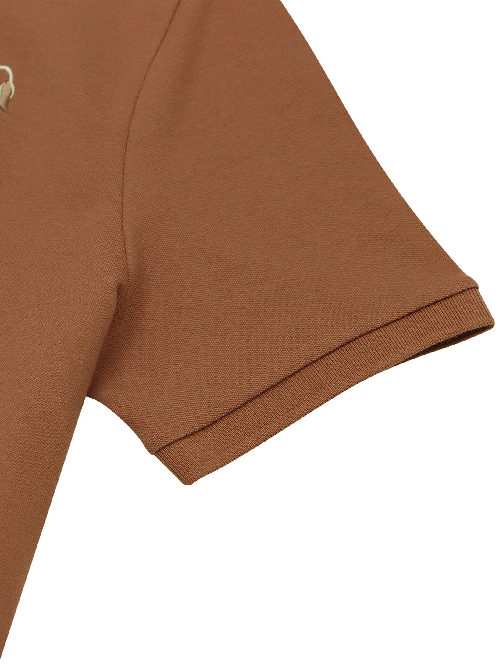 GIORDANO Men's Lycra Pique Embroidery Polo (3D Lion) Mocha bisque brown GIORDANO Men's Lycra Pique Embroidery Polo (3D Lion) Mocha bisque brown
