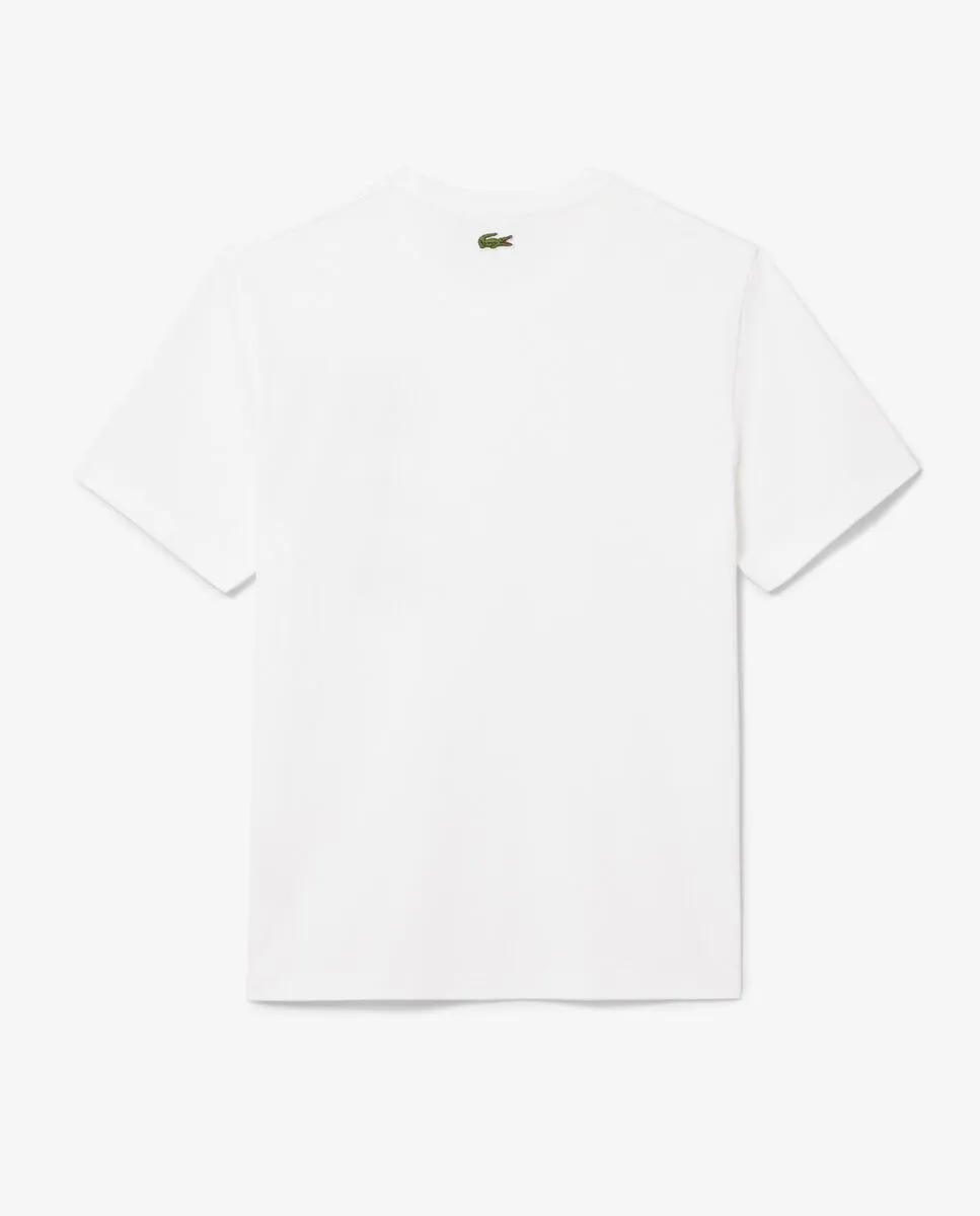 LACOSTE Regular Fit Printed Jersey T-Shirt White LACOSTE Regular Fit Printed Jersey T-Shirt White