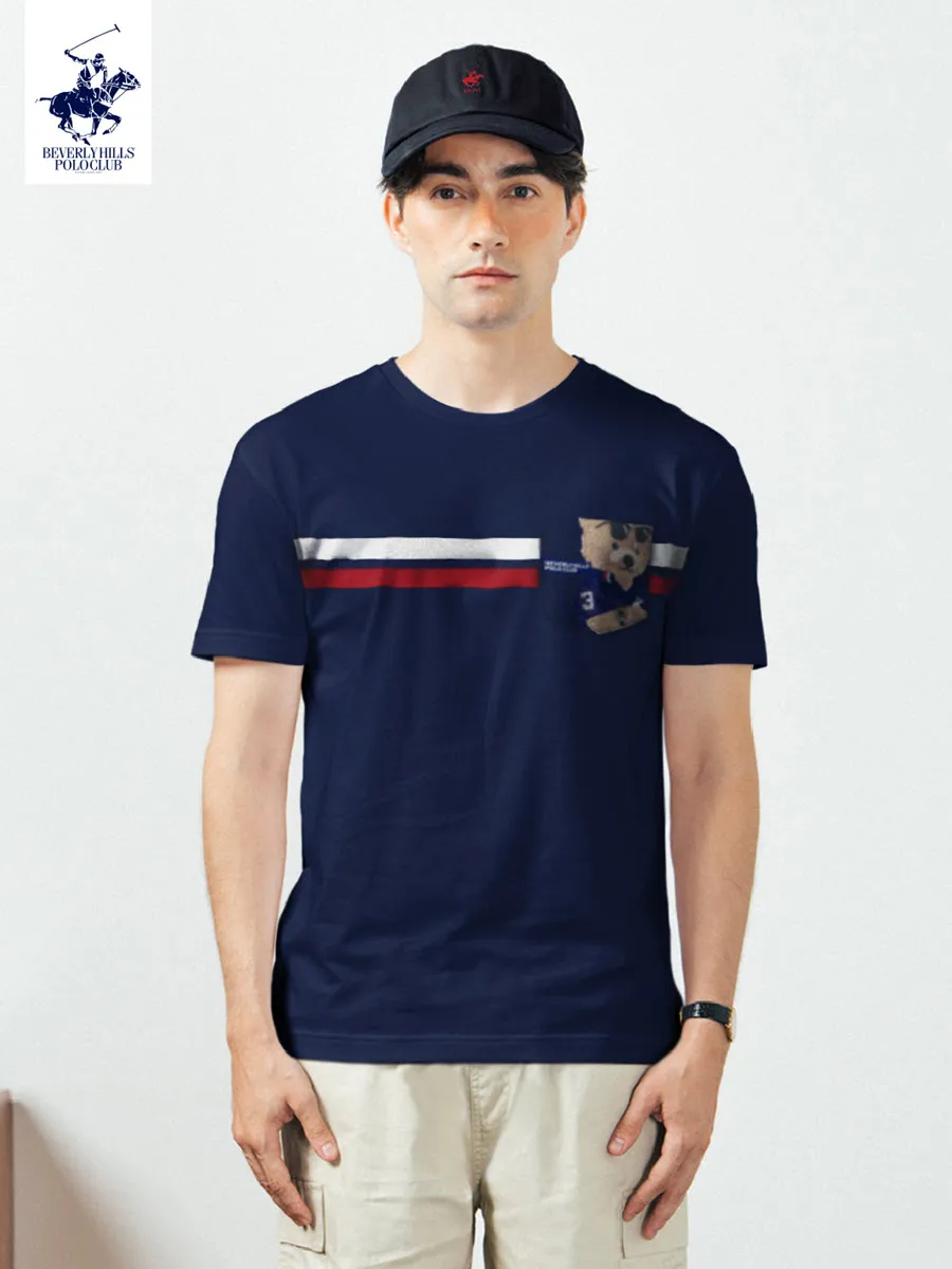 BEVERLY HILLS POLO CLUB Dark blue Unisex T-Shirt REGULAR-FIT Model BNSR164 BEVERLY HILLS POLO CLUB Dark blue Unisex T-Shirt REGULAR-FIT Model BNSR164