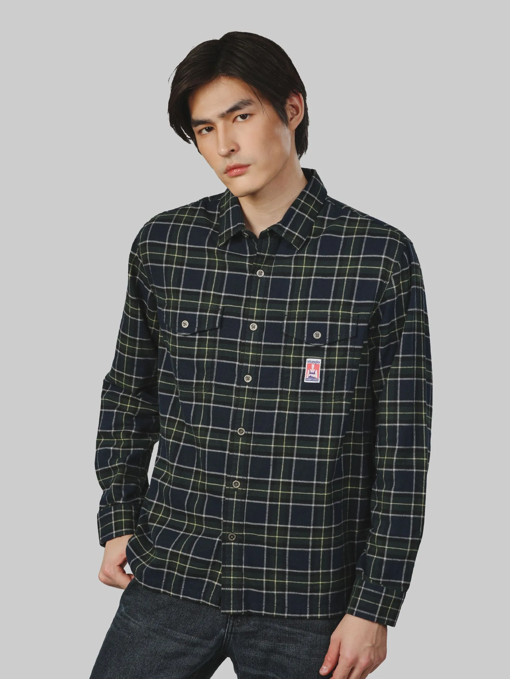 WRANGLER Men's Shirt Long Sleeve Casey Jones Collection Regular Fit Dark Green WRANGLER Men's Shirt Long Sleeve Casey Jones Collection Regular Fit Dark Green