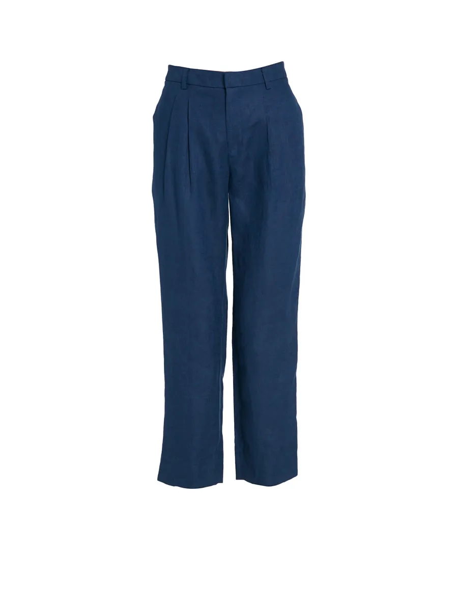 MONARCH Linen Taper Pants M97P095122 Navy Blue MONARCH Linen Taper Pants M97P095122 Navy Blue