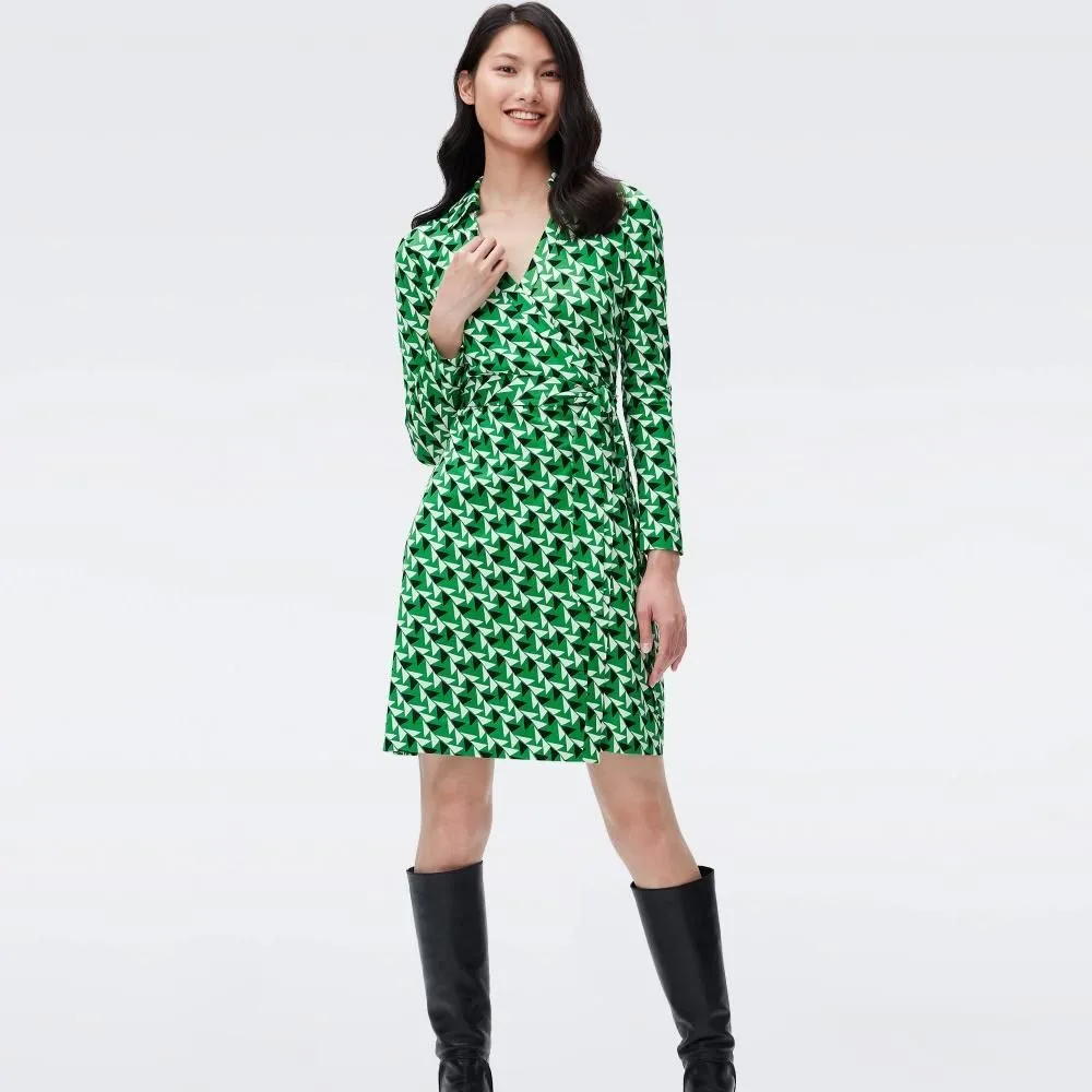 DIANE VON FURSTENBERG DVF NEW JEANNE TWO DRESS SHIFTED WINGS GREEN DIANE VON FURSTENBERG DVF NEW JEANNE TWO DRESS SHIFTED WINGS GREEN