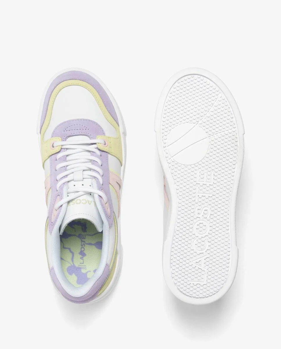 LACOSTE Women’s L002 Evo Contrasted Leather Trainers White LACOSTE Women’s L002 Evo Contrasted Leather Trainers White