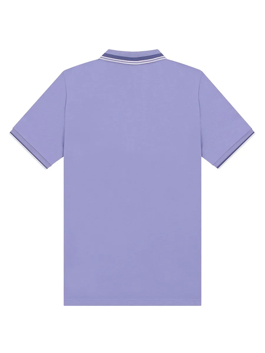GIORDANO Men's Signature Pique Embroidery Solid Polo Thistle Down Purple GIORDANO Men's Signature Pique Embroidery Solid Polo Thistle Down Purple