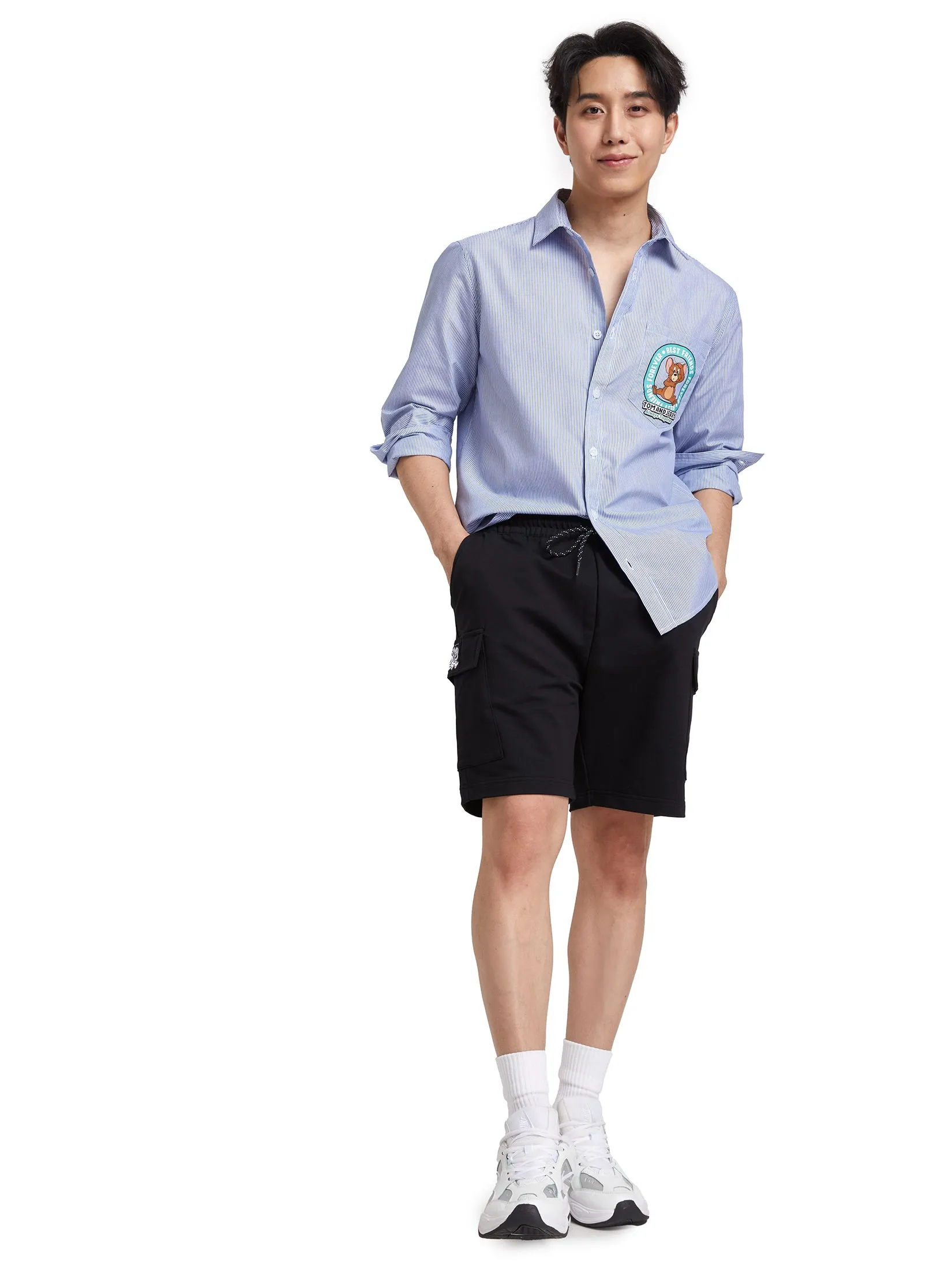 PACIFIC UNION Men Sweatshort Cargo Tom and Jerry Black PACIFIC UNION Men Sweatshort Cargo Tom and Jerry Black