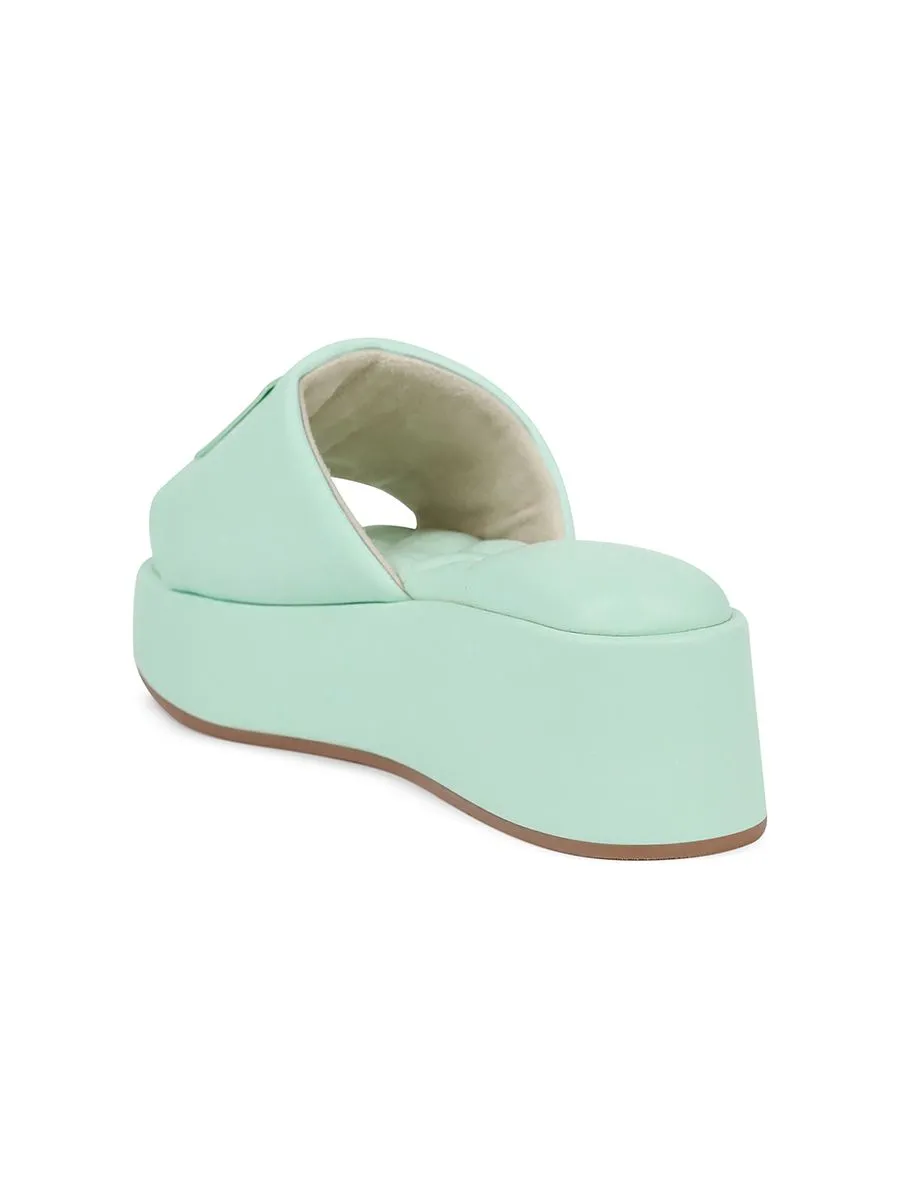 SHU WOMEN  NAMETAG PALETTE SOFT 2" SLIDE WEDGES - GREEN MINT SHU WOMEN  NAMETAG PALETTE SOFT 2" SLIDE WEDGES - GREEN MINT