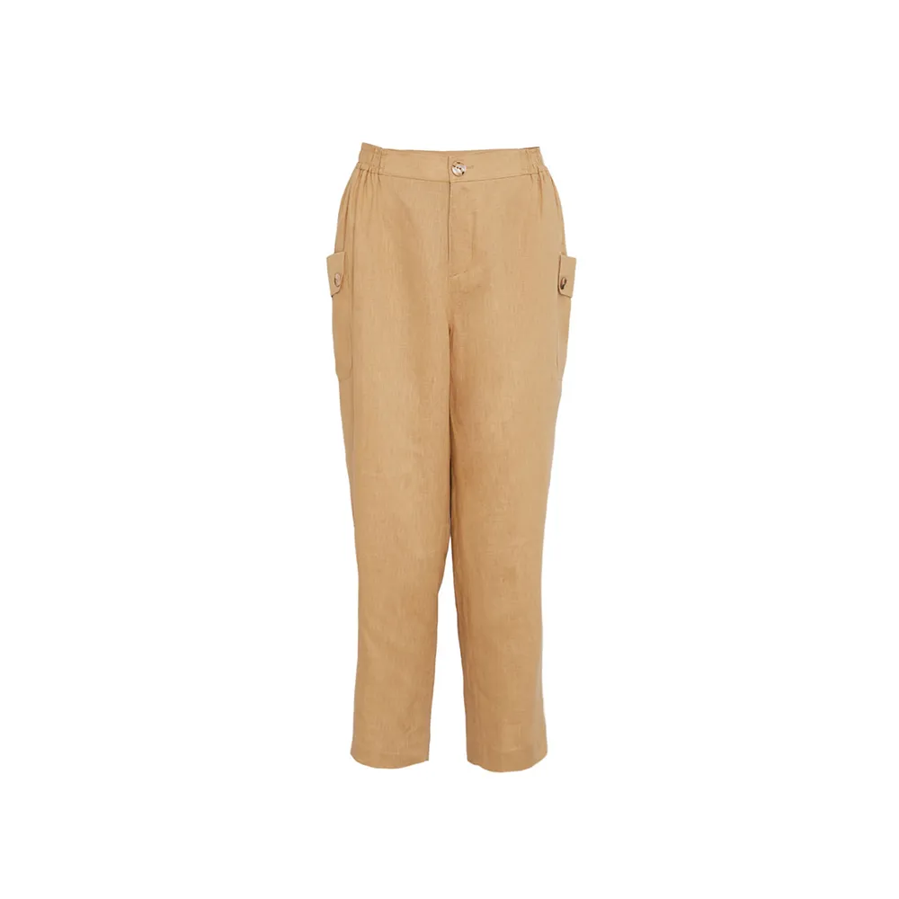 CHRISTIANA Yellow Linen Cargo Pants No. 163120-1 CHRISTIANA Yellow Linen Cargo Pants No. 163120-1