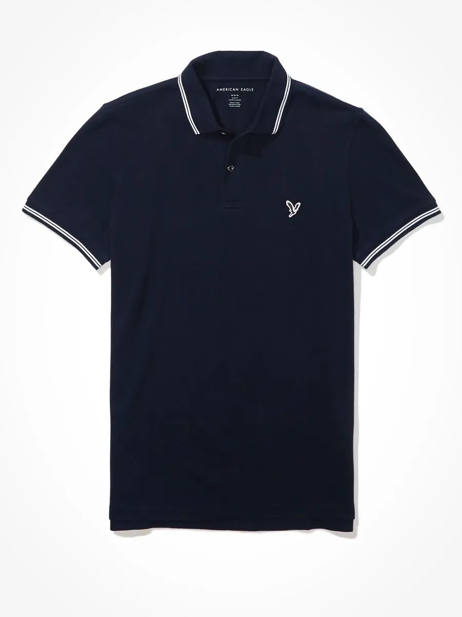 American Eagle PIQUE SLIM TIPPING SOLIDS 410 NAVY American Eagle PIQUE SLIM TIPPING SOLIDS 410 NAVY