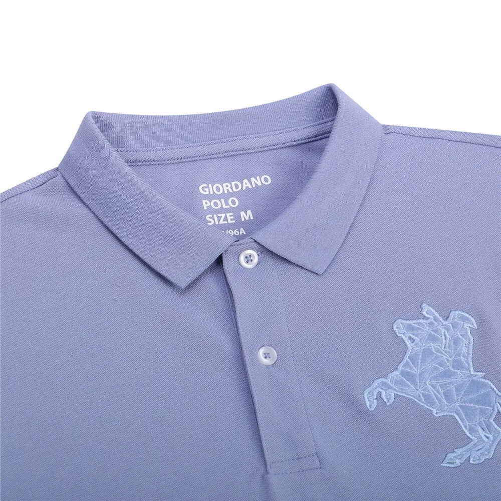 GIORDANO Purple Men's Pique Slim Fit Embroidery Napoleon Polo 01013210 GIORDANO Purple Men's Pique Slim Fit Embroidery Napoleon Polo 01013210