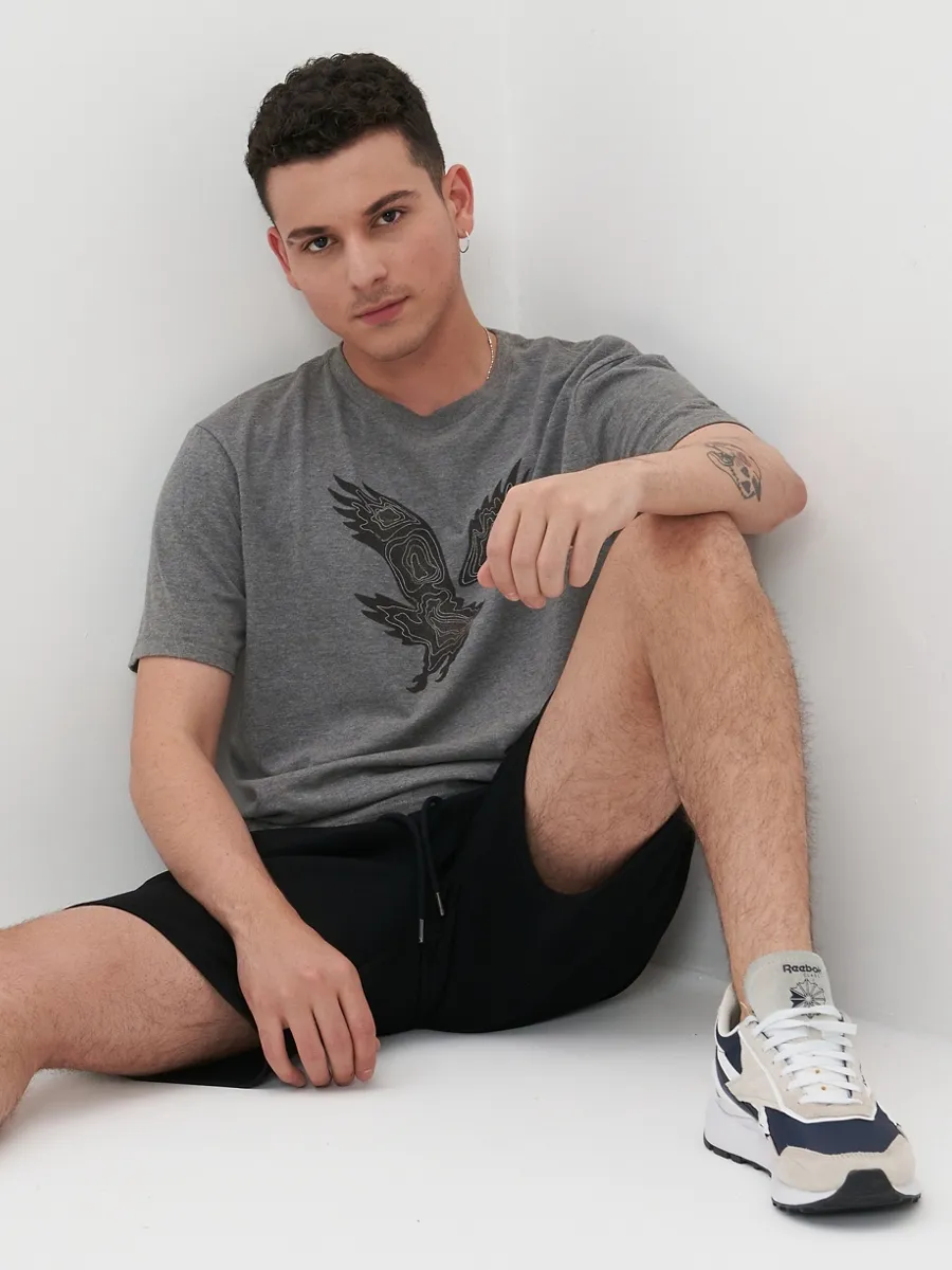 American Eagle MEN G SS SET IN TEE- HTHR + SERIOUSLY SOFT 012 MEDIUM HEATHER GRAY American Eagle MEN G SS SET IN TEE- HTHR + SERIOUSLY SOFT 012 MEDIUM HEATHER GRAY