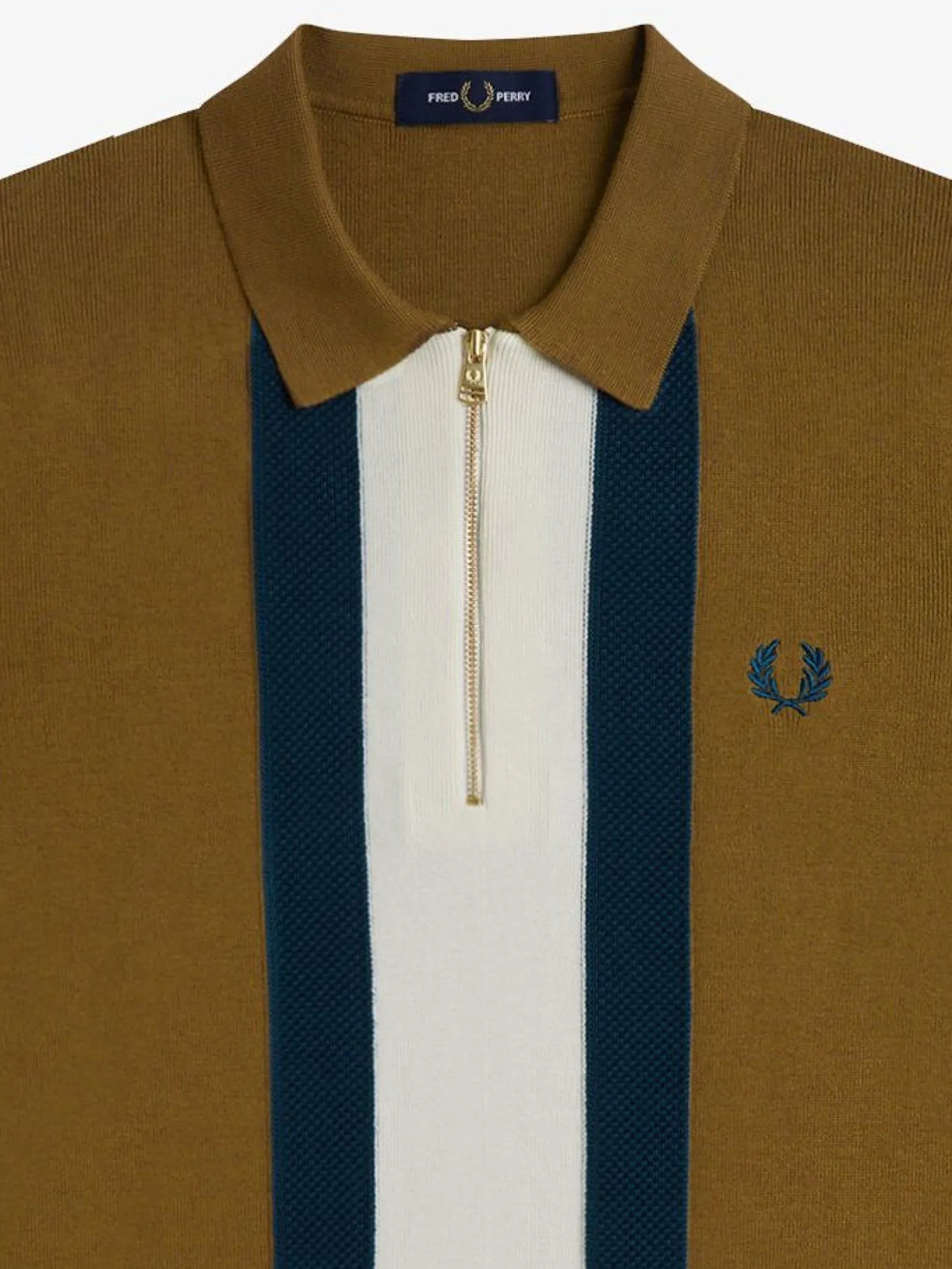 Fred Perry Men TEXTURED STRIPE KNITTED SHIRT Brown Fred Perry Men TEXTURED STRIPE KNITTED SHIRT Brown