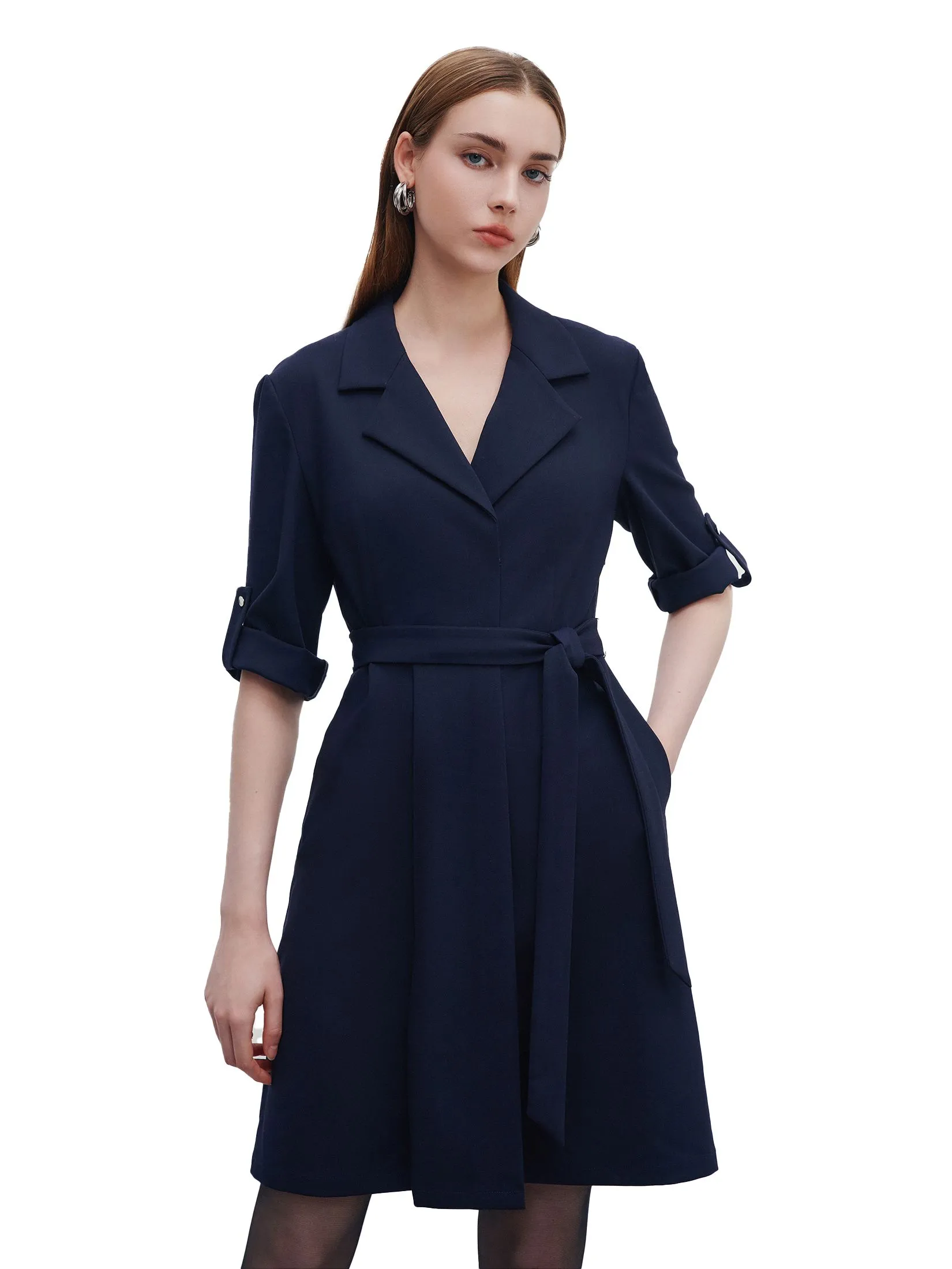 G2000 Women Clothing Fit & Flare Trench Dress Fit & Flare Shape - Dark Navy G2000 Women Clothing Fit & Flare Trench Dress Fit & Flare Shape - Dark Navy