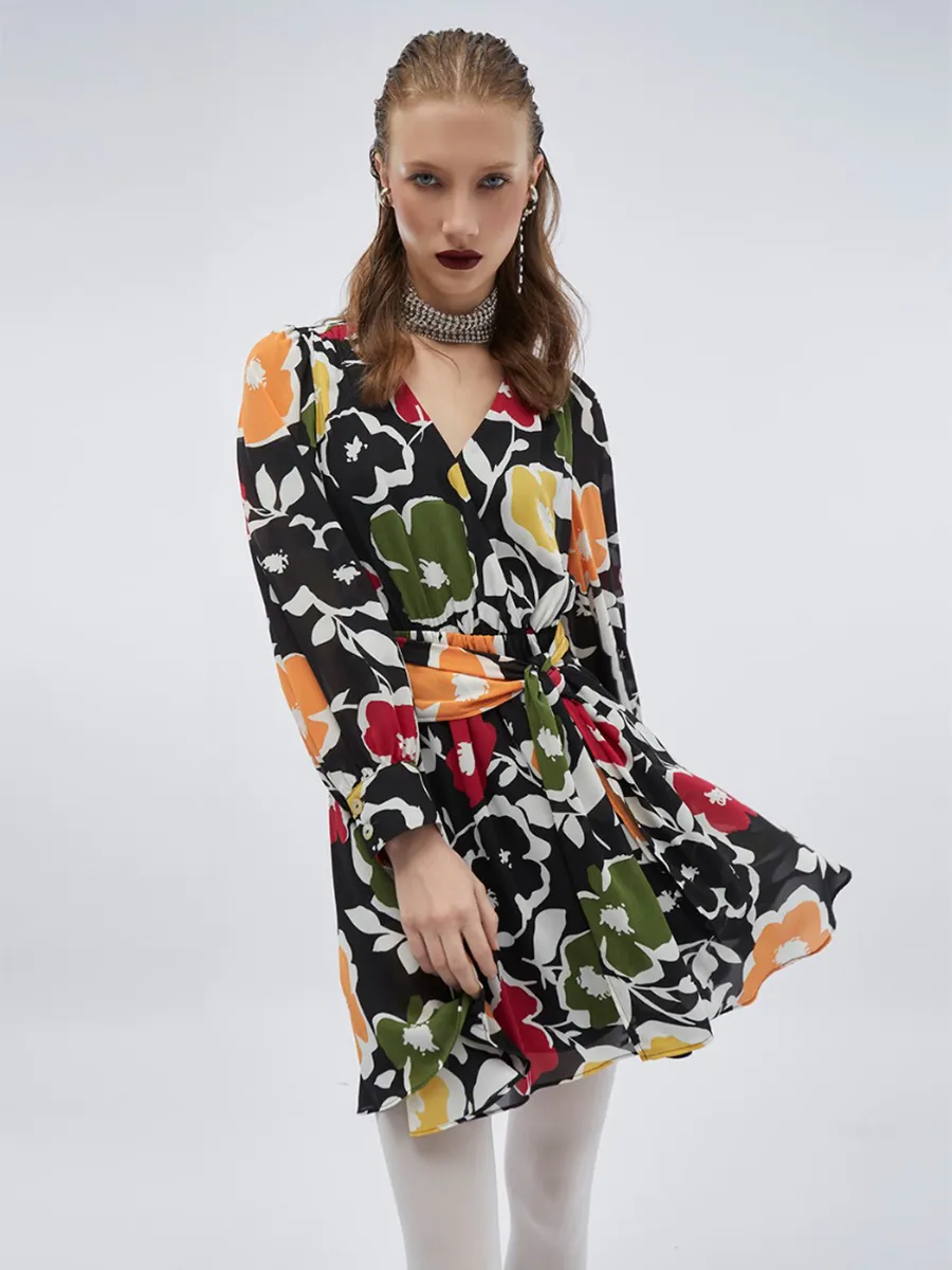 F-FASHION Multi Color Floral Dress Women Mix Colors F-FASHION Multi Color Floral Dress Women Mix Colors