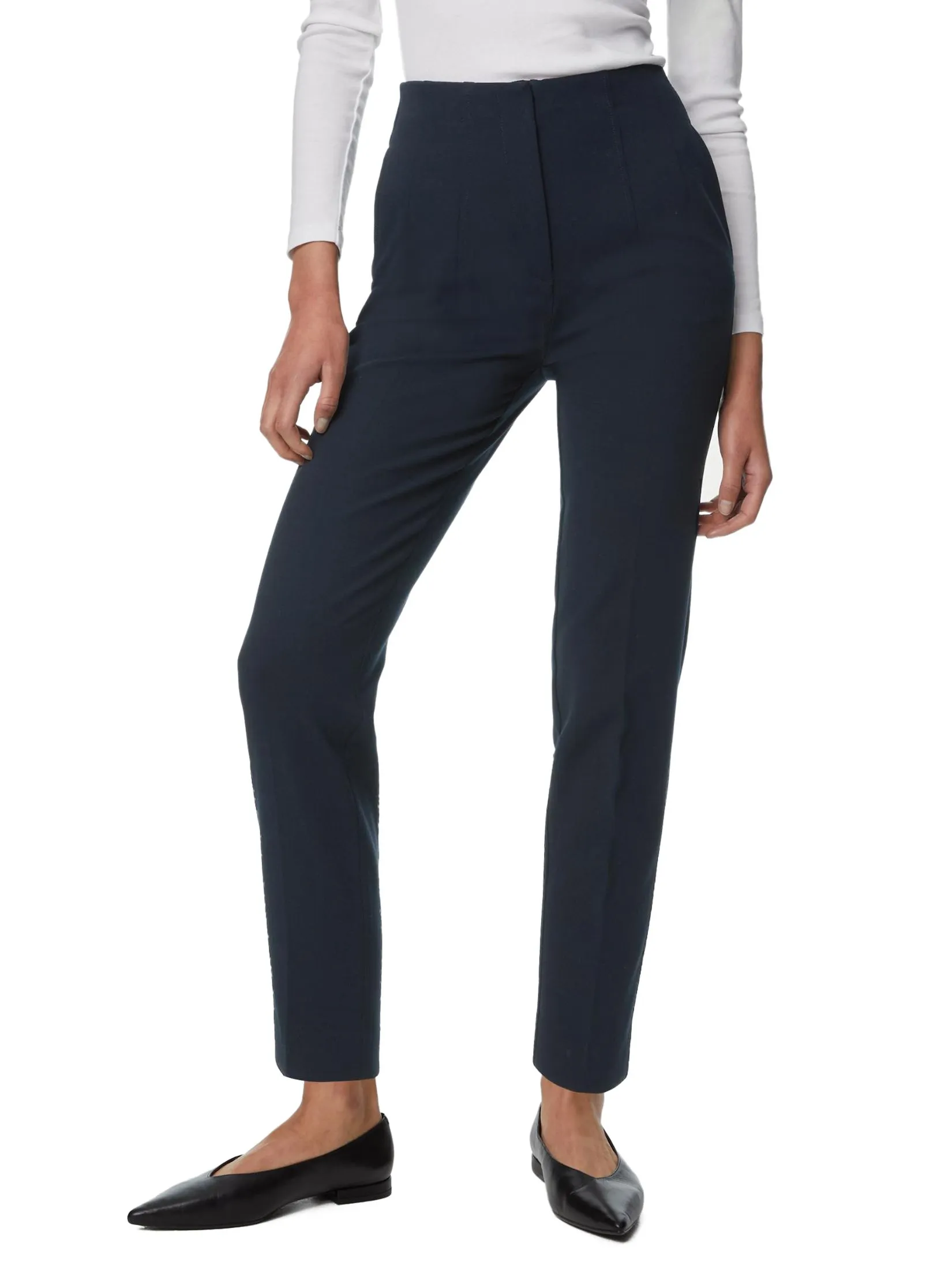 MARKS & SPENCER Women Trousers Tapered Ankle Grazer Midnight Navy MARKS & SPENCER Women Trousers Tapered Ankle Grazer Midnight Navy