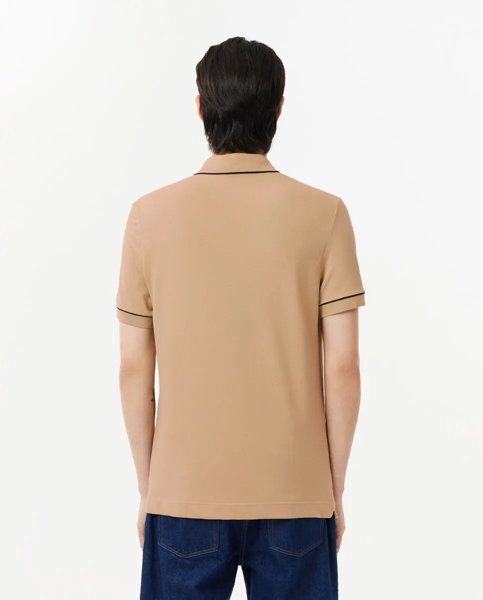 LACOSTE Regular Fit Paris Stretch Piqu  Polo Shirt Beige LACOSTE Regular Fit Paris Stretch Piqu  Polo Shirt Beige