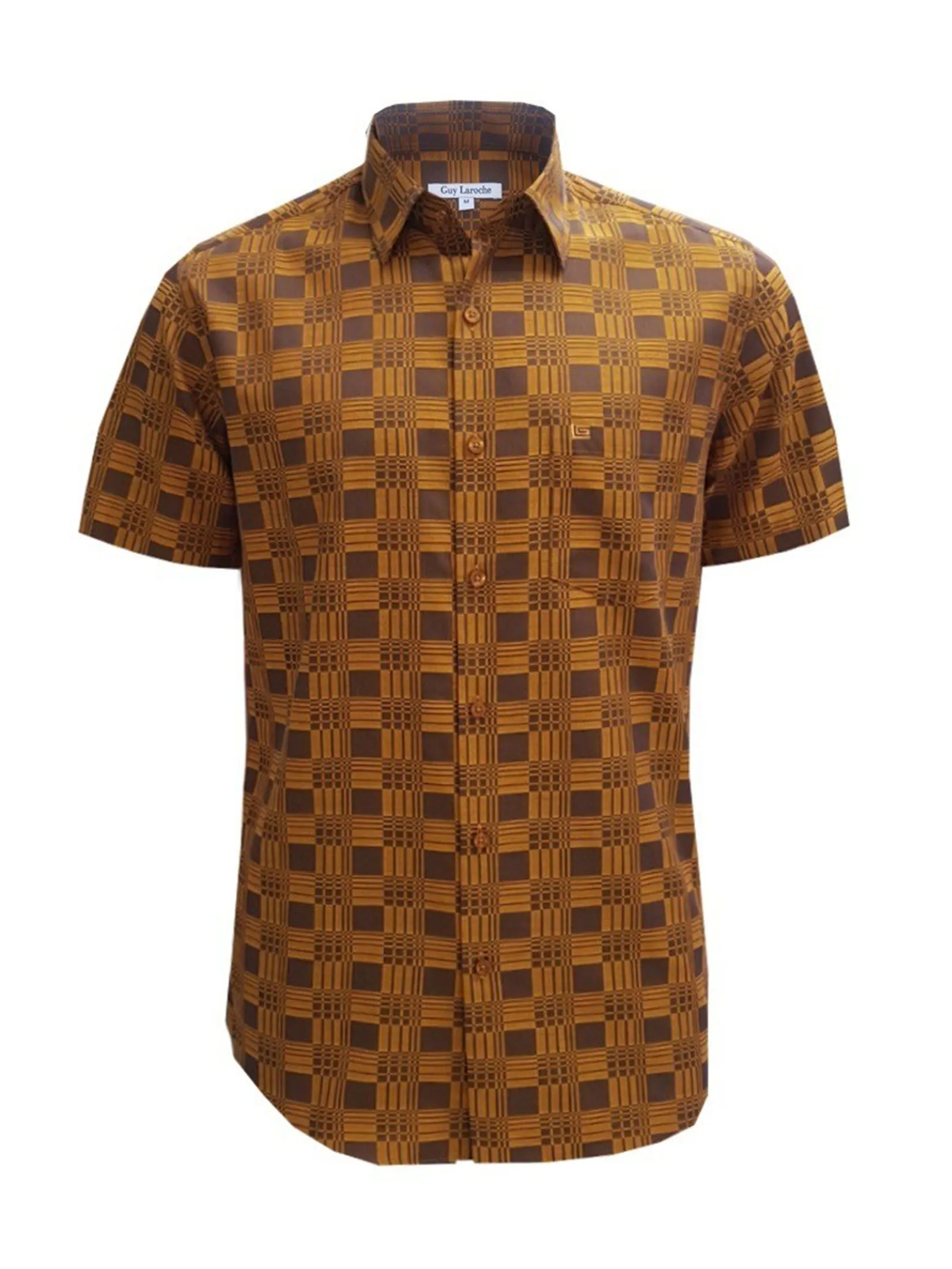 GUY LAROCHE MENWEAR Men's Shirt short sleeves BAC9203W3BR - Brown GUY LAROCHE MENWEAR Men's Shirt short sleeves BAC9203W3BR - Brown