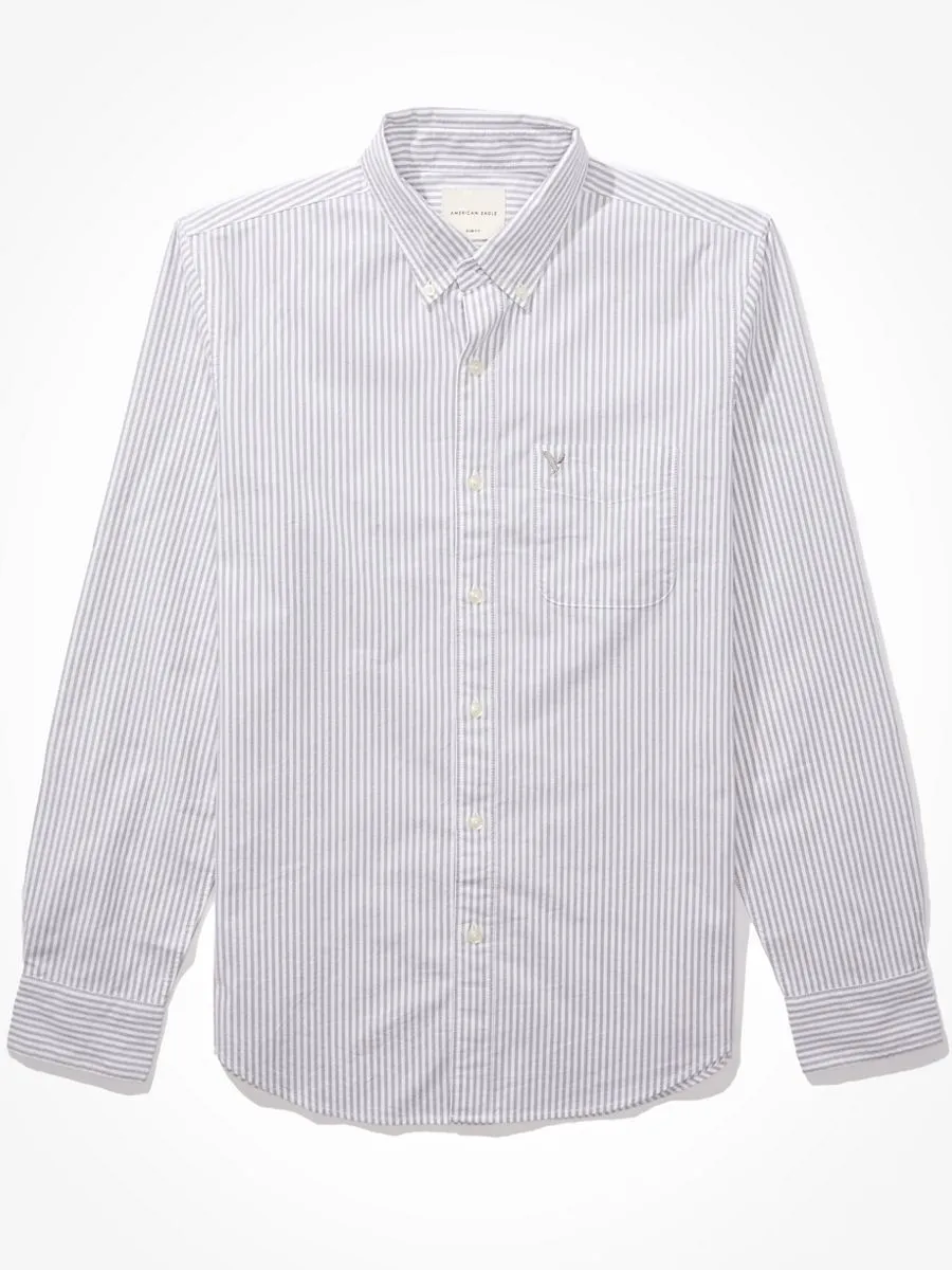 American Eagle MEN 2104 INT CF BTD BENGAL STRIPE OXFORD W EAGLE 020 GRAY American Eagle MEN 2104 INT CF BTD BENGAL STRIPE OXFORD W EAGLE 020 GRAY