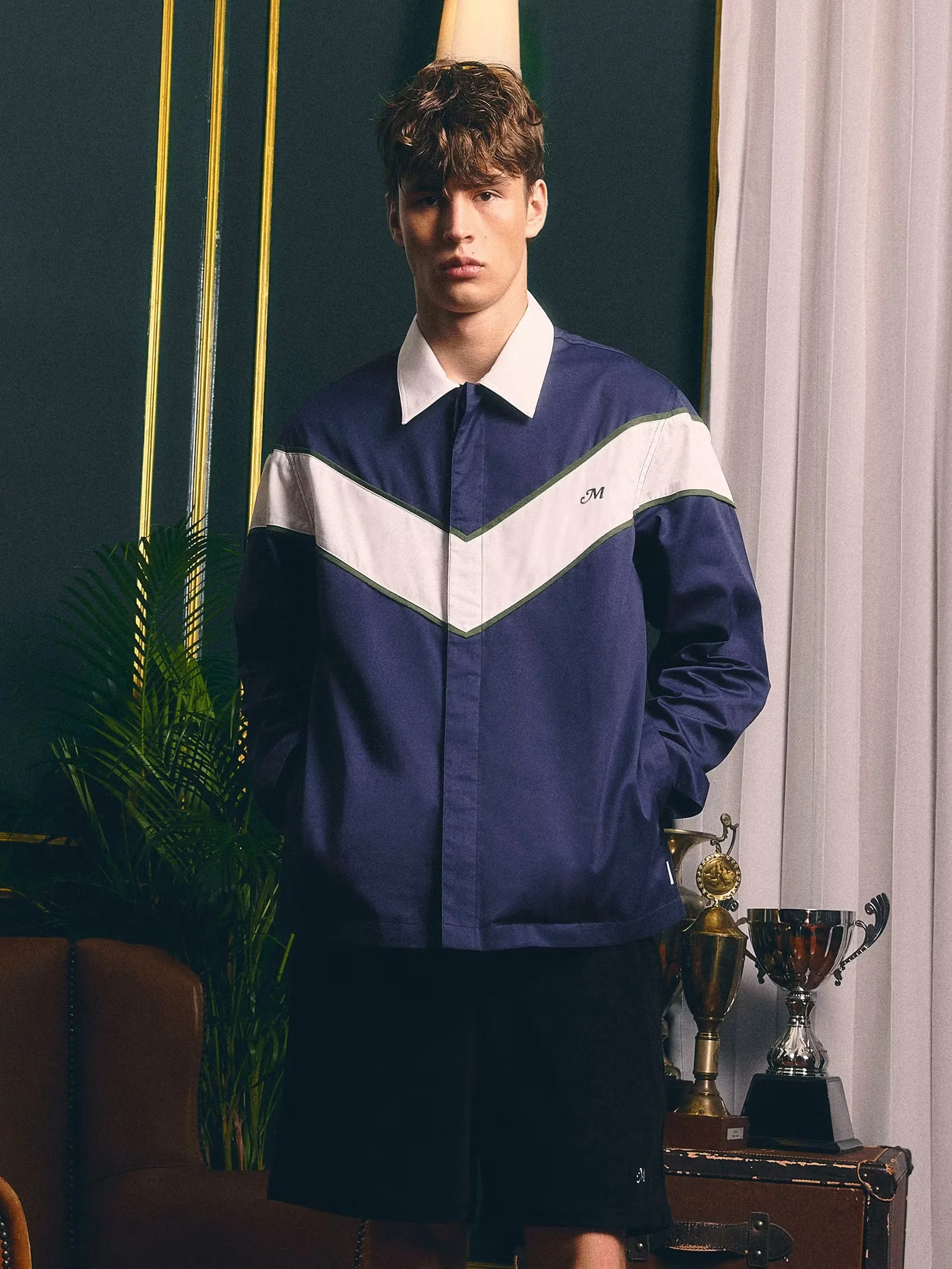 Moo [MOO 6/25] Baseline Two-Tone Shirt Navy Blue