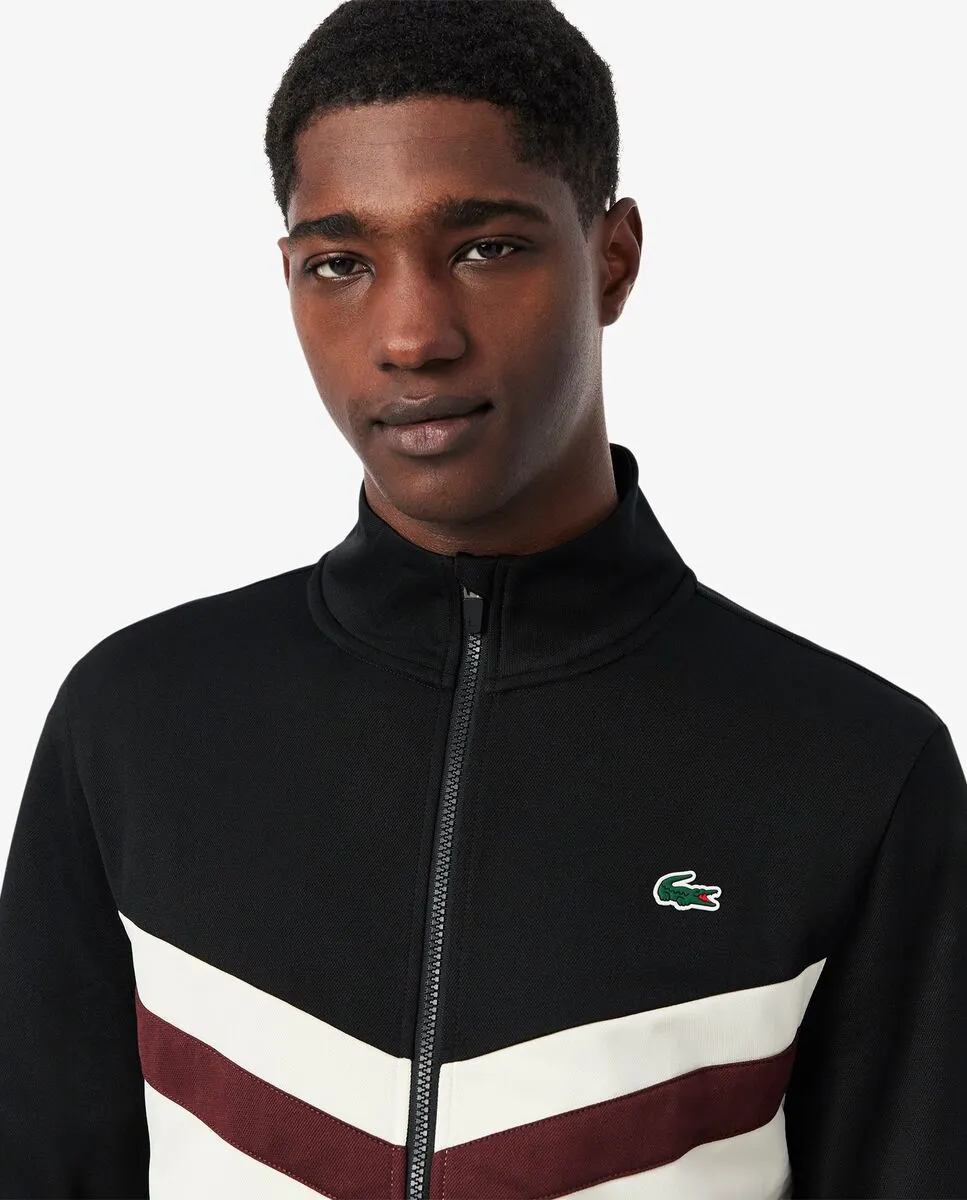 LACOSTE Zip-Up Print Tennis Sweatshirt Black LACOSTE Zip-Up Print Tennis Sweatshirt Black