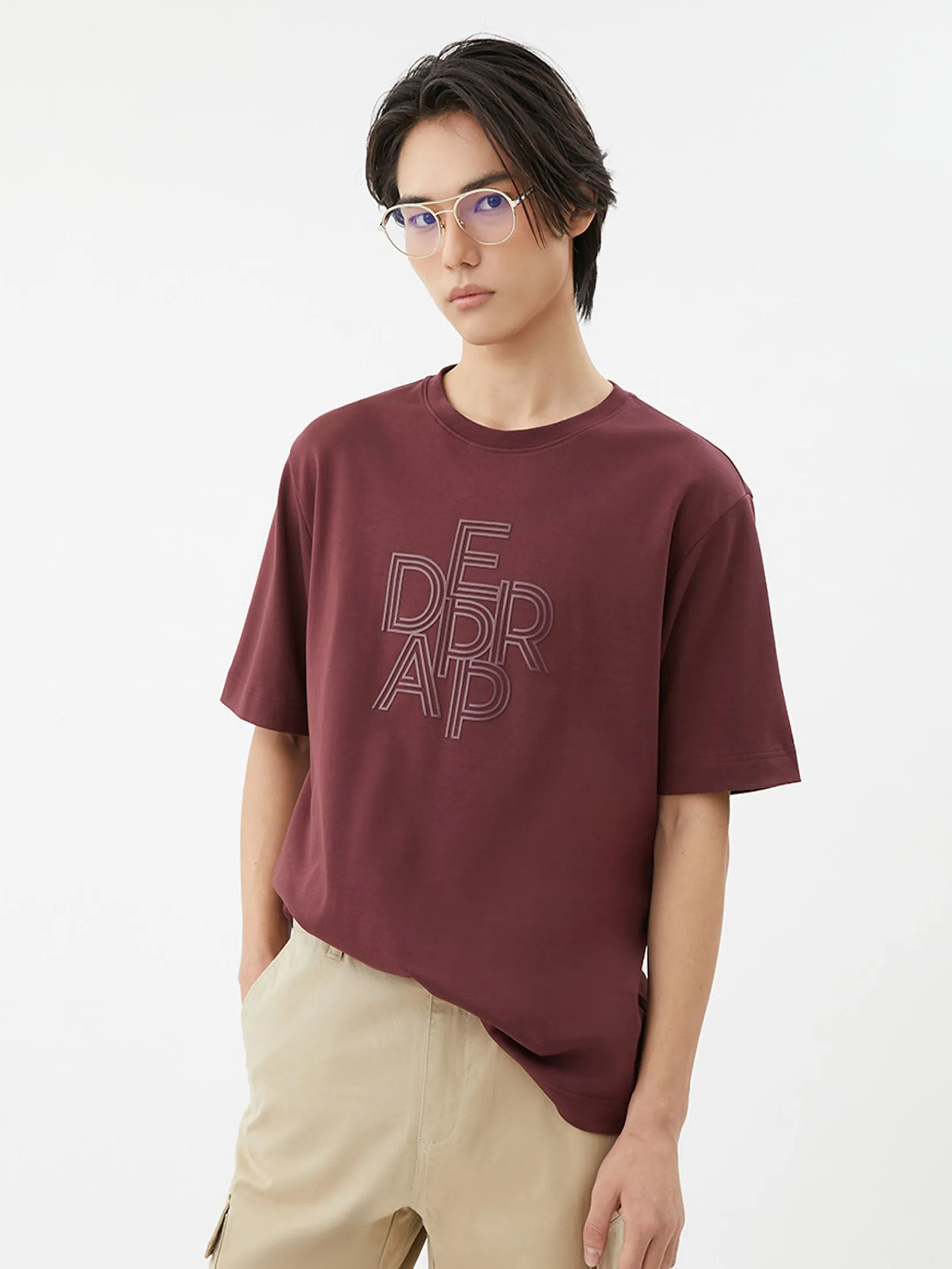 DAPPER DAPPER Embossed Logo Print T-Shirt Red DAPPER DAPPER Embossed Logo Print T-Shirt Red