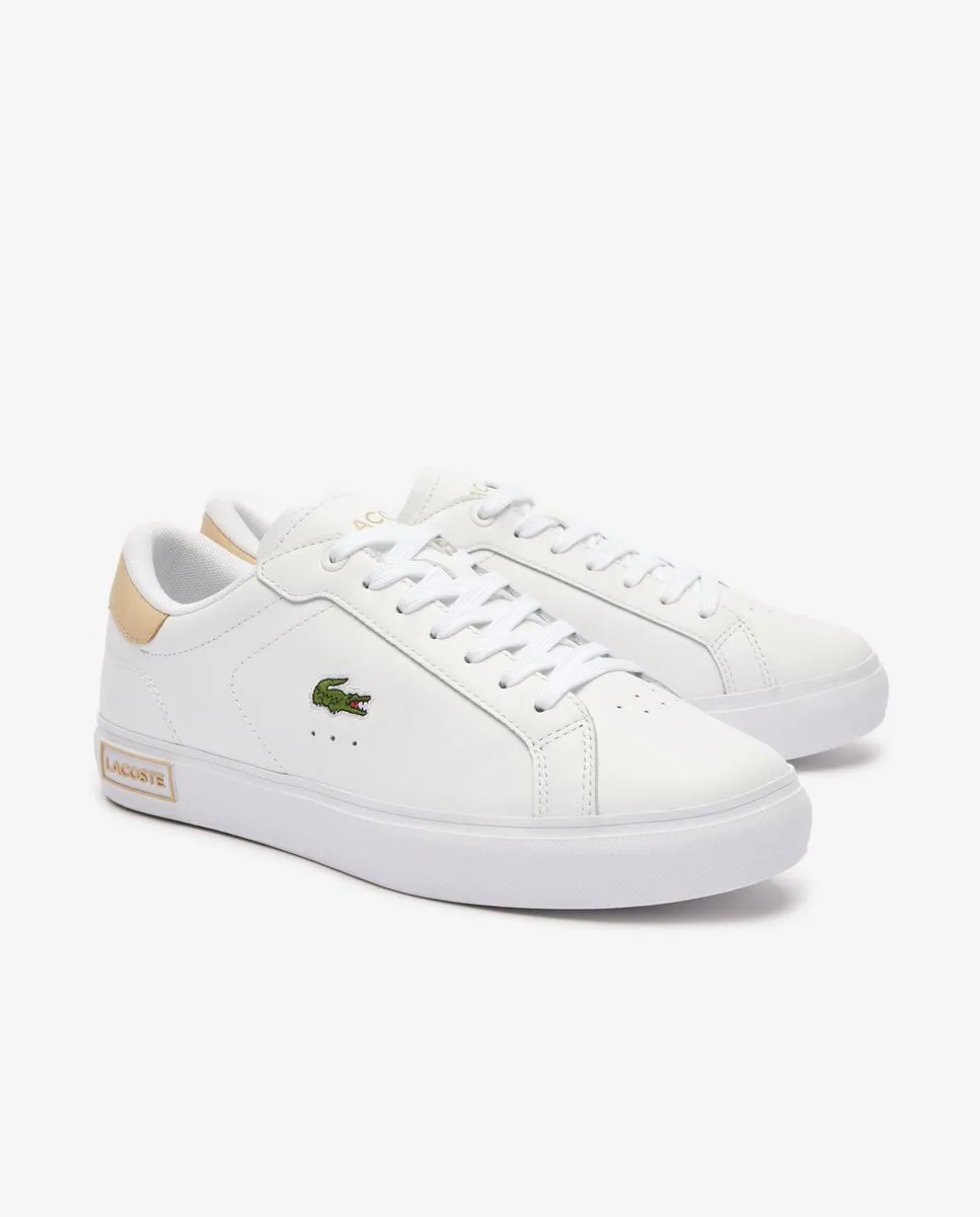 LACOSTE White Women’s Powercourt Logo Tongue Leather Trainers LACOSTE White Women’s Powercourt Logo Tongue Leather Trainers