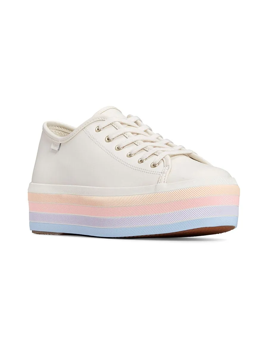 KEDS Women Triple Up Leather Multi Stripe Foxi White/Multi KEDS Women Triple Up Leather Multi Stripe Foxi White/Multi