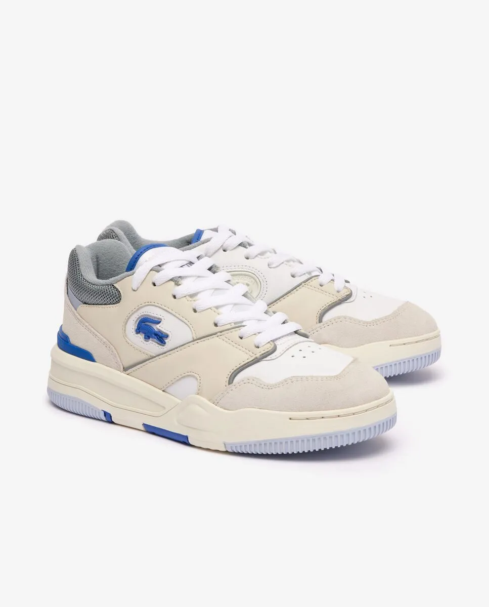 LACOSTE White Women’s Lineset Contrasted Collar Leather Trainers LACOSTE White Women’s Lineset Contrasted Collar Leather Trainers