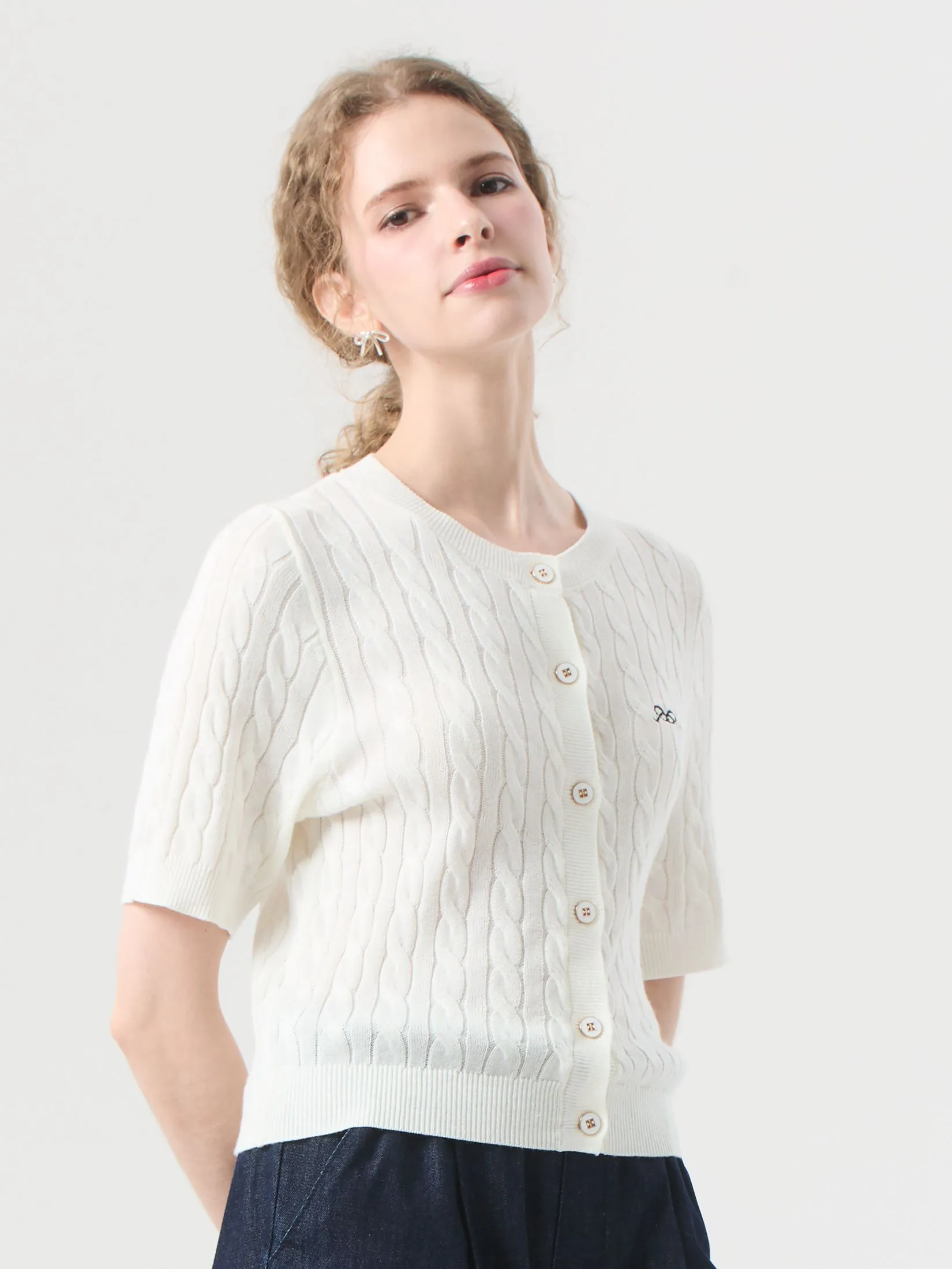 EP Cable Knit Sweater Woman Off White EP Cable Knit Sweater Woman Off White