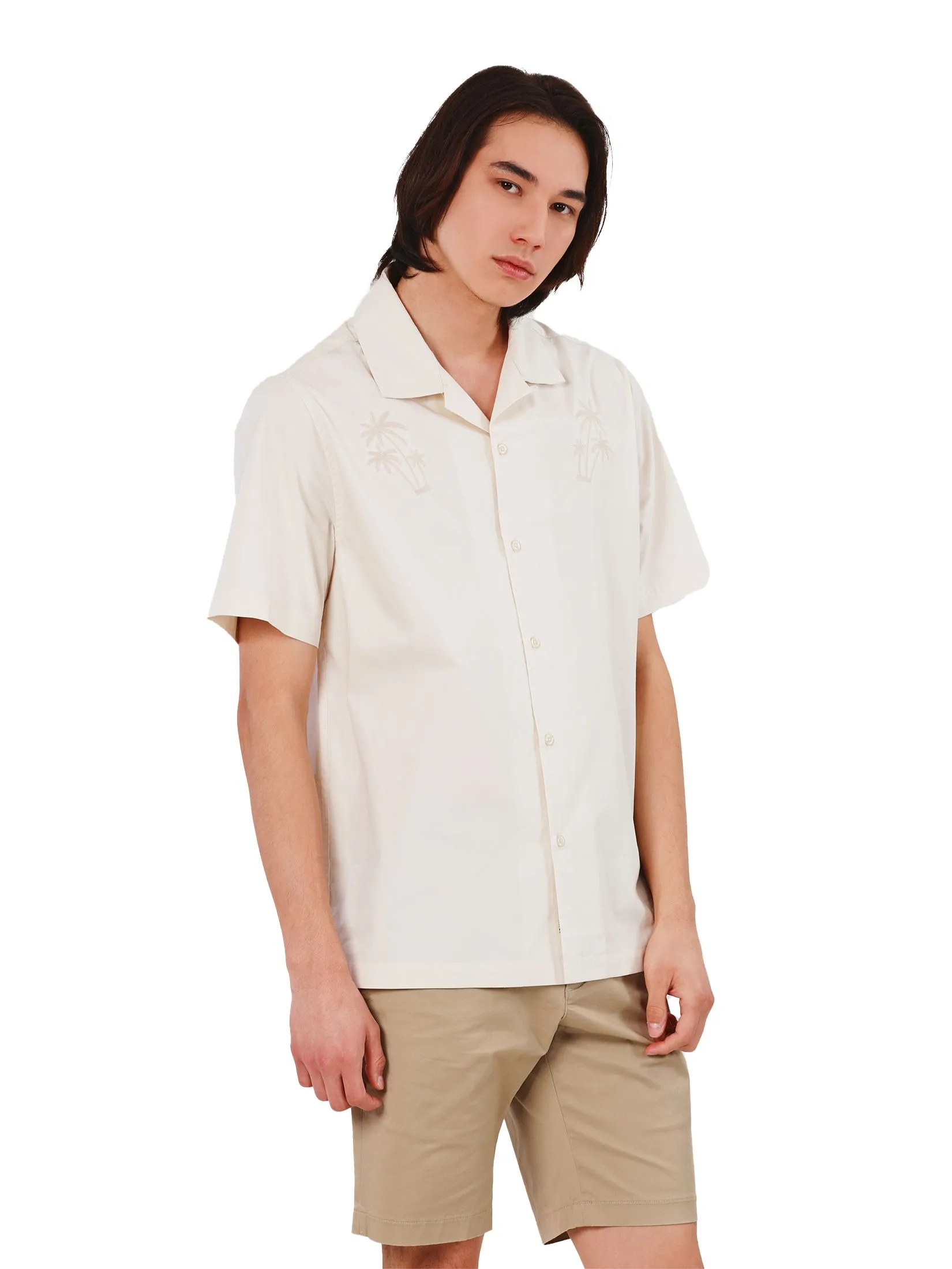 JOHN HENRY Men's Short Sleeves Hawaii Shirts (Relaxed Fit) DENIM Beige JOHN HENRY Men's Short Sleeves Hawaii Shirts (Relaxed Fit) DENIM Beige