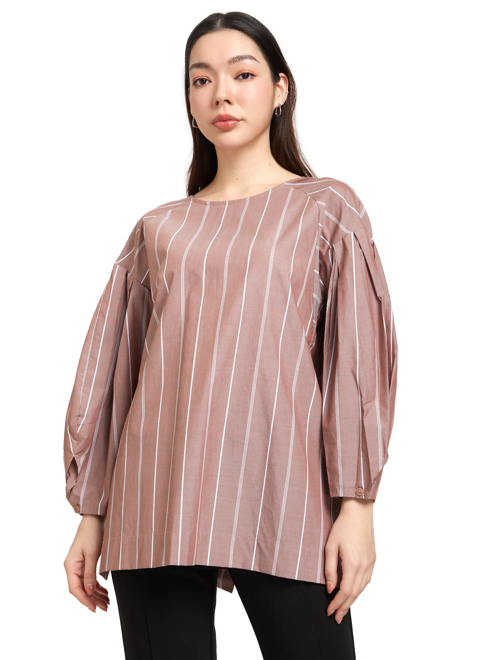 NEXT PHASE Women Blouse Puff Sleeves Stripe NEXT PHASE Women Blouse Puff Sleeves Stripe