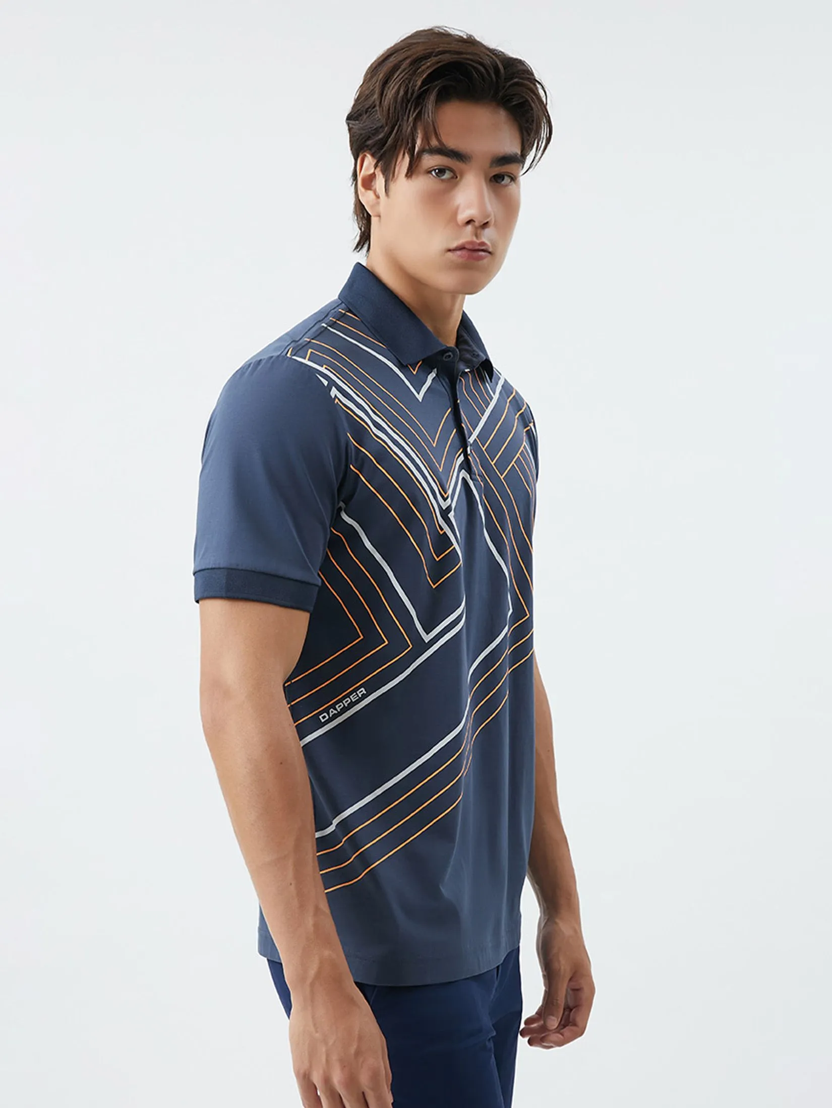 DAPPER DAPPER Geometric Motif Print Polo Shirt Multicolor DAPPER DAPPER Geometric Motif Print Polo Shirt Multicolor