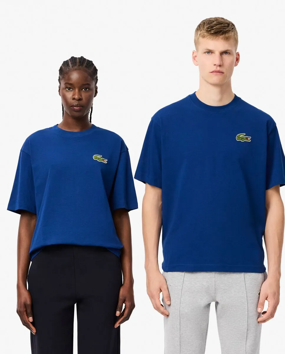 LACOSTE Loose Fit Heavy Cotton Badge T-shirt Blue LACOSTE Loose Fit Heavy Cotton Badge T-shirt Blue