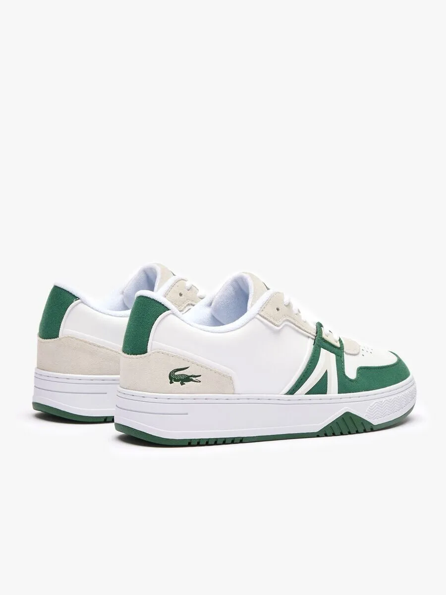 LACOSTE White Men’s L001 Contrasted Leather Trainers LACOSTE White Men’s L001 Contrasted Leather Trainers