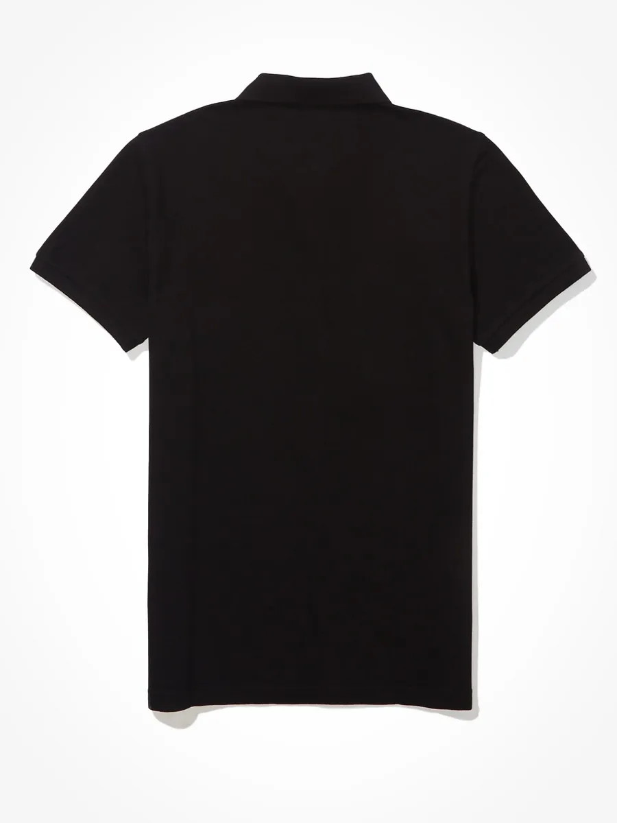 American Eagle SLIM FIT SOLID FLEX POLO W/ NEW ICON - INTL 001 BLACK American Eagle SLIM FIT SOLID FLEX POLO W/ NEW ICON - INTL 001 BLACK