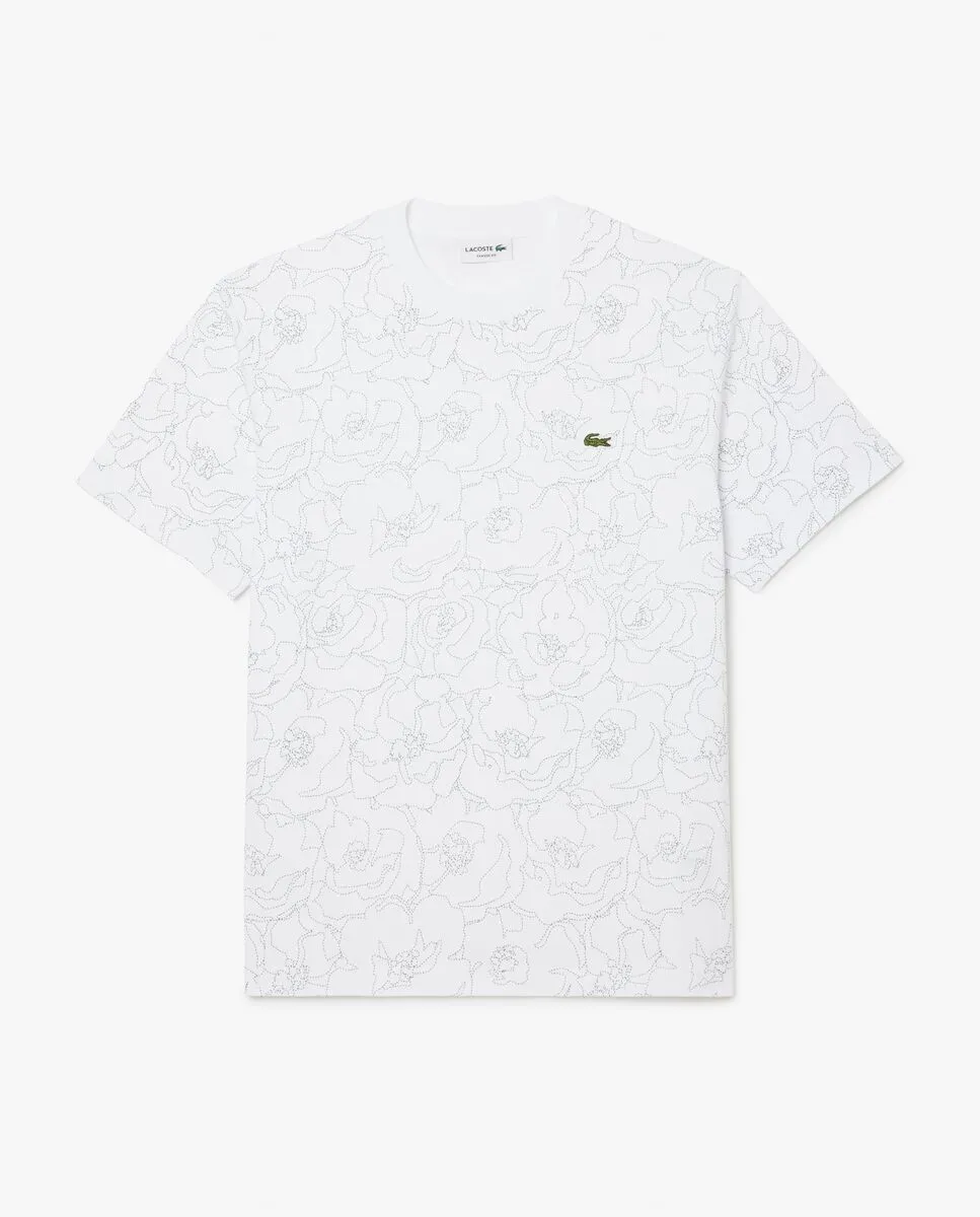 LACOSTE Heavy Cotton Flower Print T-shirt White LACOSTE Heavy Cotton Flower Print T-shirt White
