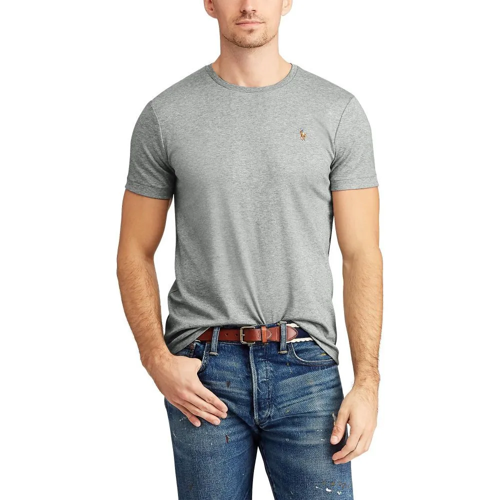 POLO RALPH LAUREN TEE-Custom Slim Fit Soft Cotton T-Shirt MNPOTSH1N820102 020 GREY POLO RALPH LAUREN TEE-Custom Slim Fit Soft Cotton T-Shirt MNPOTSH1N820102 020 GREY
