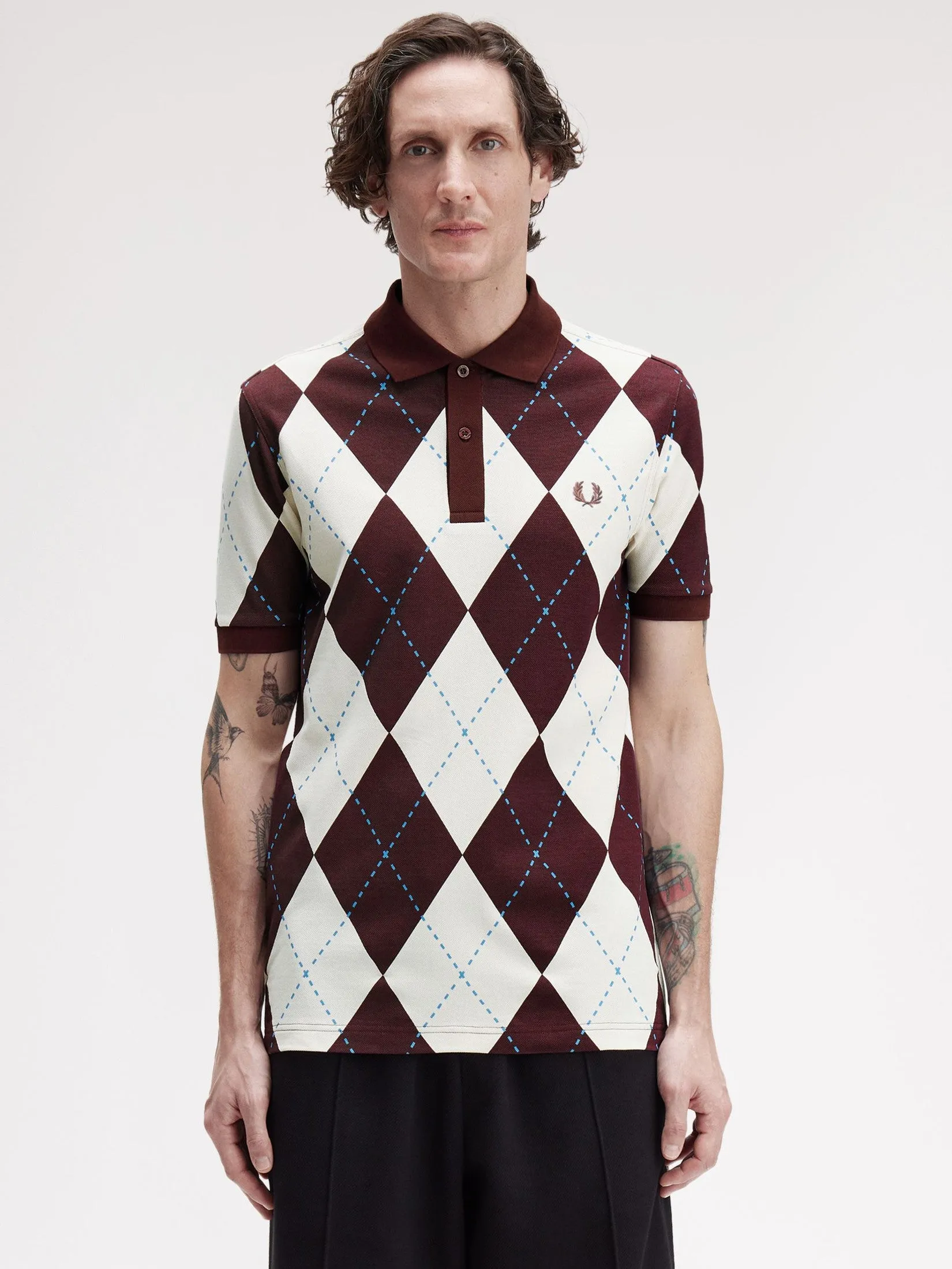 Fred Perry Men ARGYLE PRINT POLO SHIRT        Multicolor Fred Perry Men ARGYLE PRINT POLO SHIRT        Multicolor