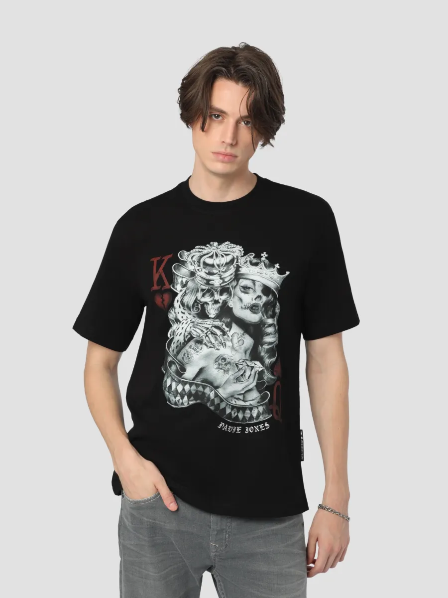 DAVIE JONES Men's Graphic Oversize Fit T-Shirt Black DAVIE JONES Men's Graphic Oversize Fit T-Shirt Black