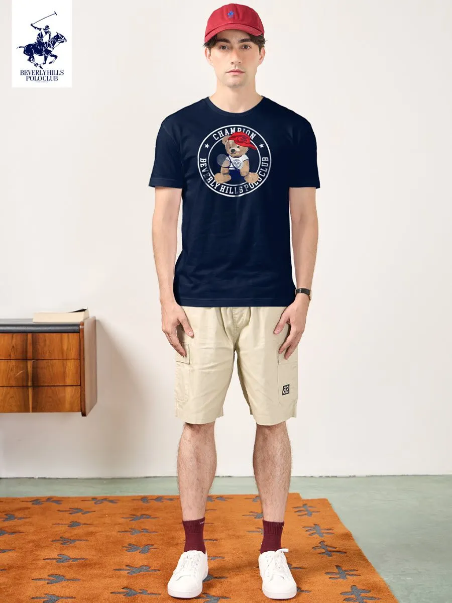 BEVERLY HILLS POLO CLUB Dark blue Unisex T-Shirt REGULAR-FIT Model BNSR335 BEVERLY HILLS POLO CLUB Dark blue Unisex T-Shirt REGULAR-FIT Model BNSR335