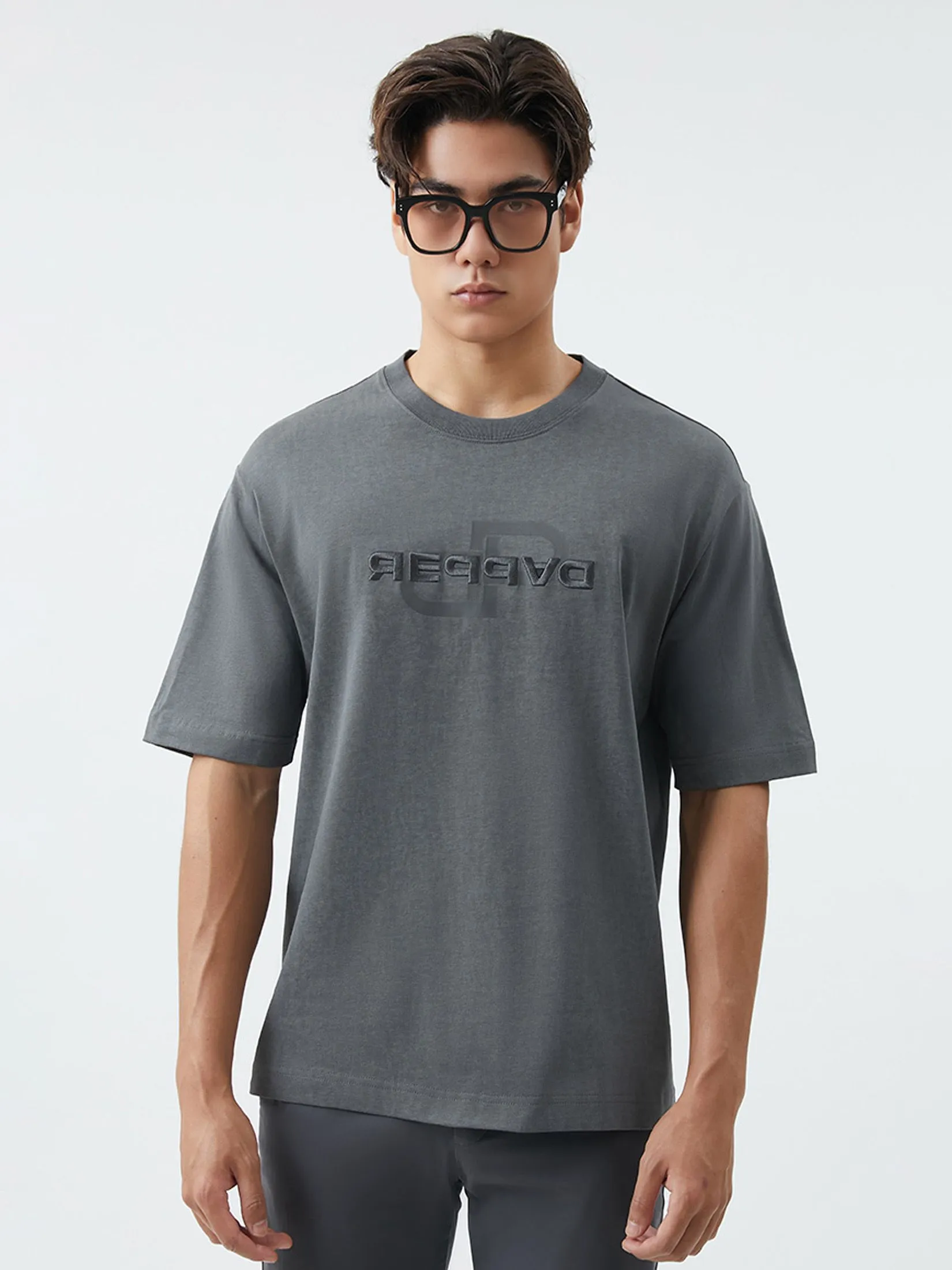 DAPPER DAPPER Contrast Logo T-Shirt Dark Grey DAPPER DAPPER Contrast Logo T-Shirt Dark Grey