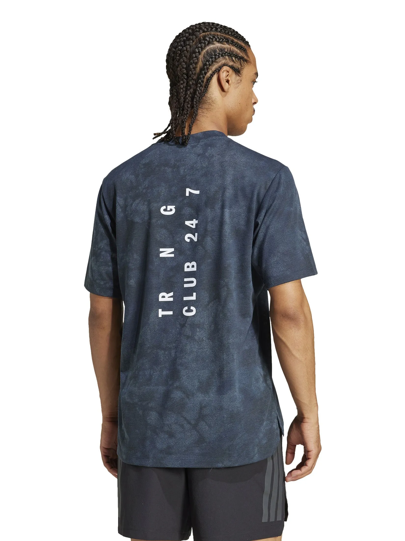 ADIDAS Men T-Shirt Power Graphic Blue / Aurora Ink / Black ADIDAS Men T-Shirt Power Graphic Blue / Aurora Ink / Black
