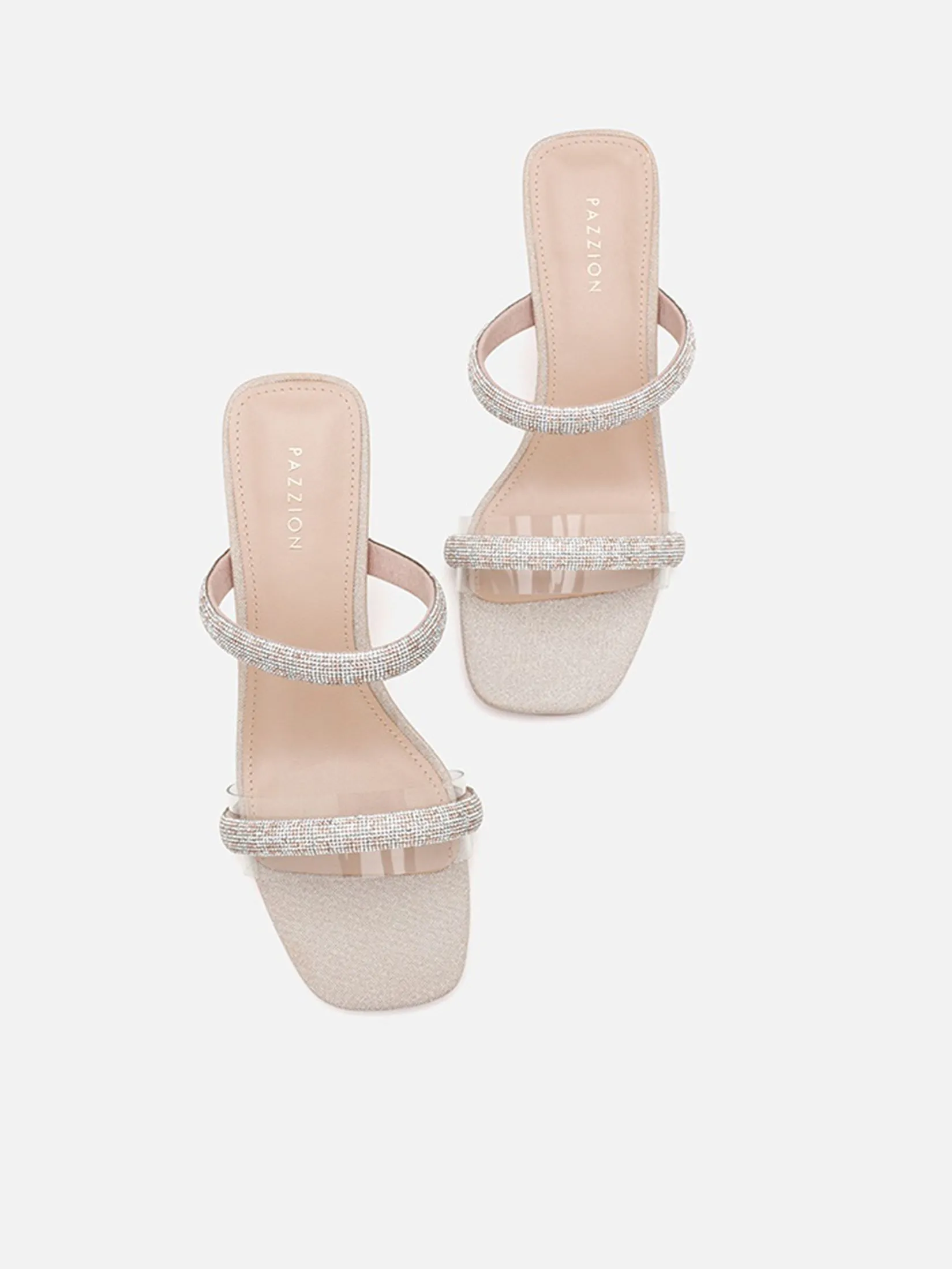 PAZZION Women Heeled Sandals Sybil Crystal Embellished PAZZION Women Heeled Sandals Sybil Crystal Embellished