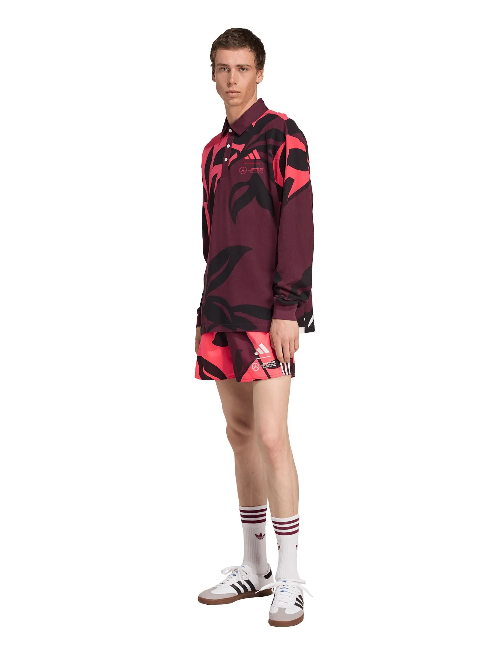 ADIDAS Men Polo Long Sleeve Mercedes - AMG Petronas Formula One Team Summer Burgundy ADIDAS Men Polo Long Sleeve Mercedes - AMG Petronas Formula One Team Summer Burgundy