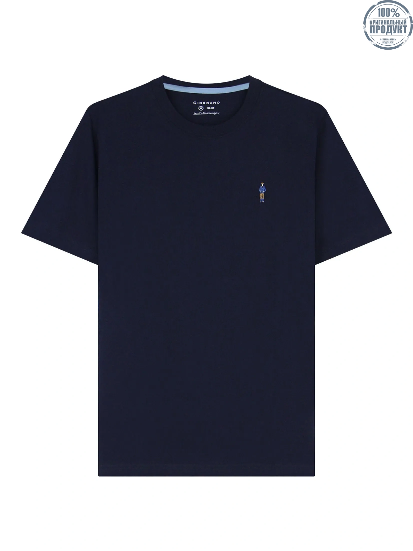 GIORDANO Men's Slim Cotton Embroidery Tee (Classic Man)  Signature Navy GIORDANO Men's Slim Cotton Embroidery Tee (Classic Man)  Signature Navy