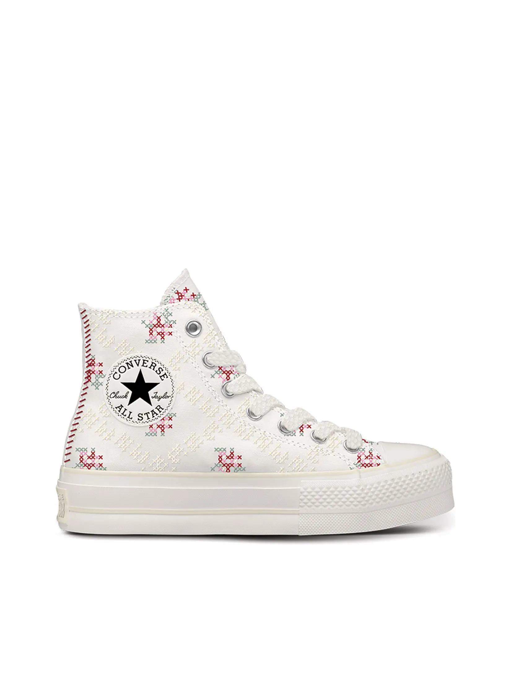 CONVERSE Women Sneakers Ctas Lift Spring Refresh: Floral Hi White Vintage White/Horizon Pink/Egret CONVERSE Women Sneakers Ctas Lift Spring Refresh: Floral Hi White Vintage White/Horizon Pink/Egret