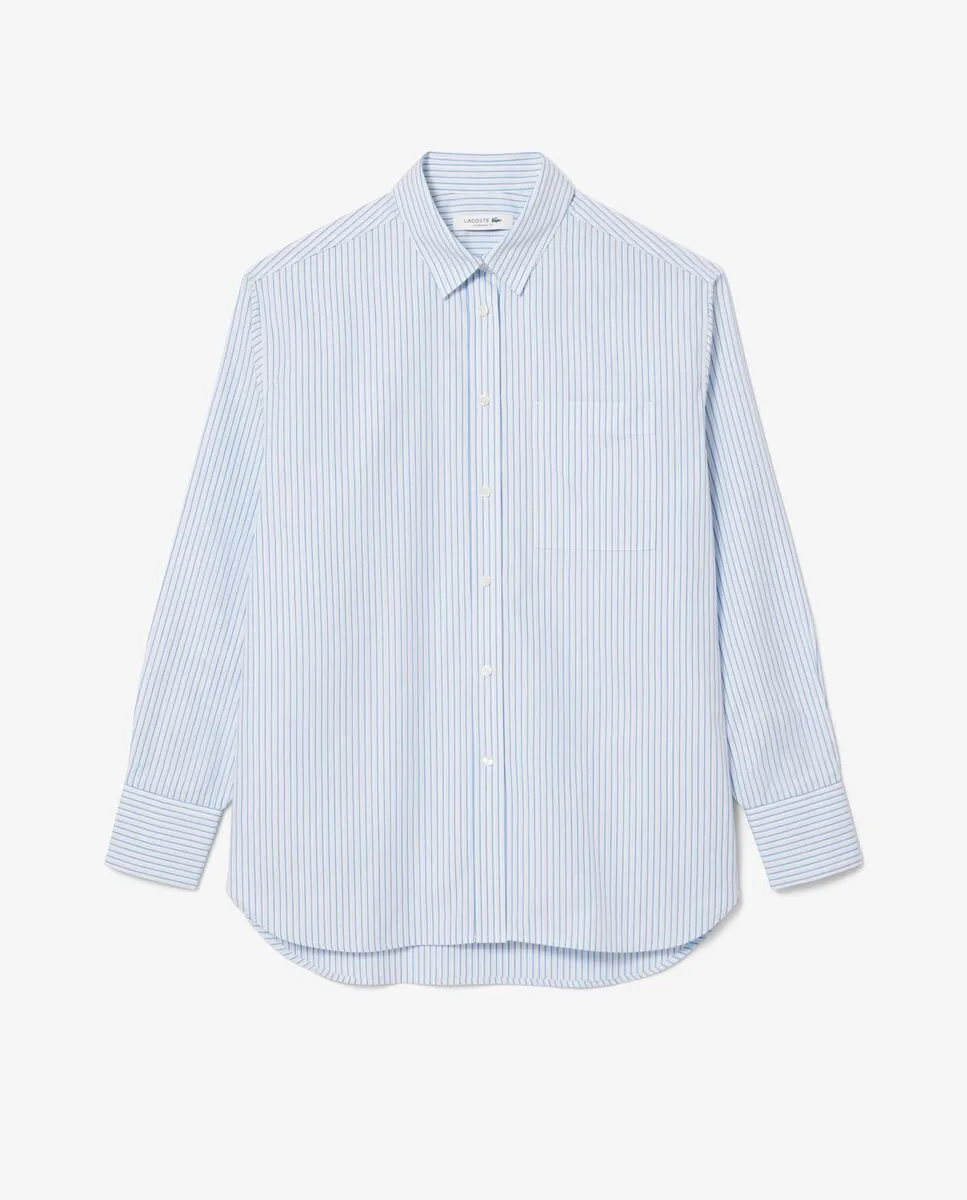 LACOSTE Oversized Cotton Poplin Shirt Blue LACOSTE Oversized Cotton Poplin Shirt Blue