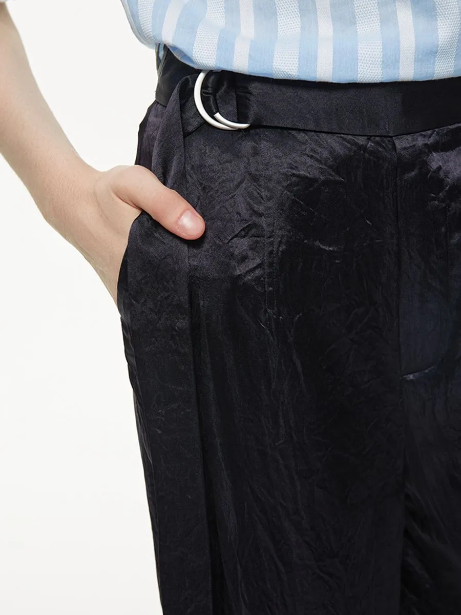 PORTSPURE Women Trousers Cropped Wide-Leg Black PORTSPURE Women Trousers Cropped Wide-Leg Black