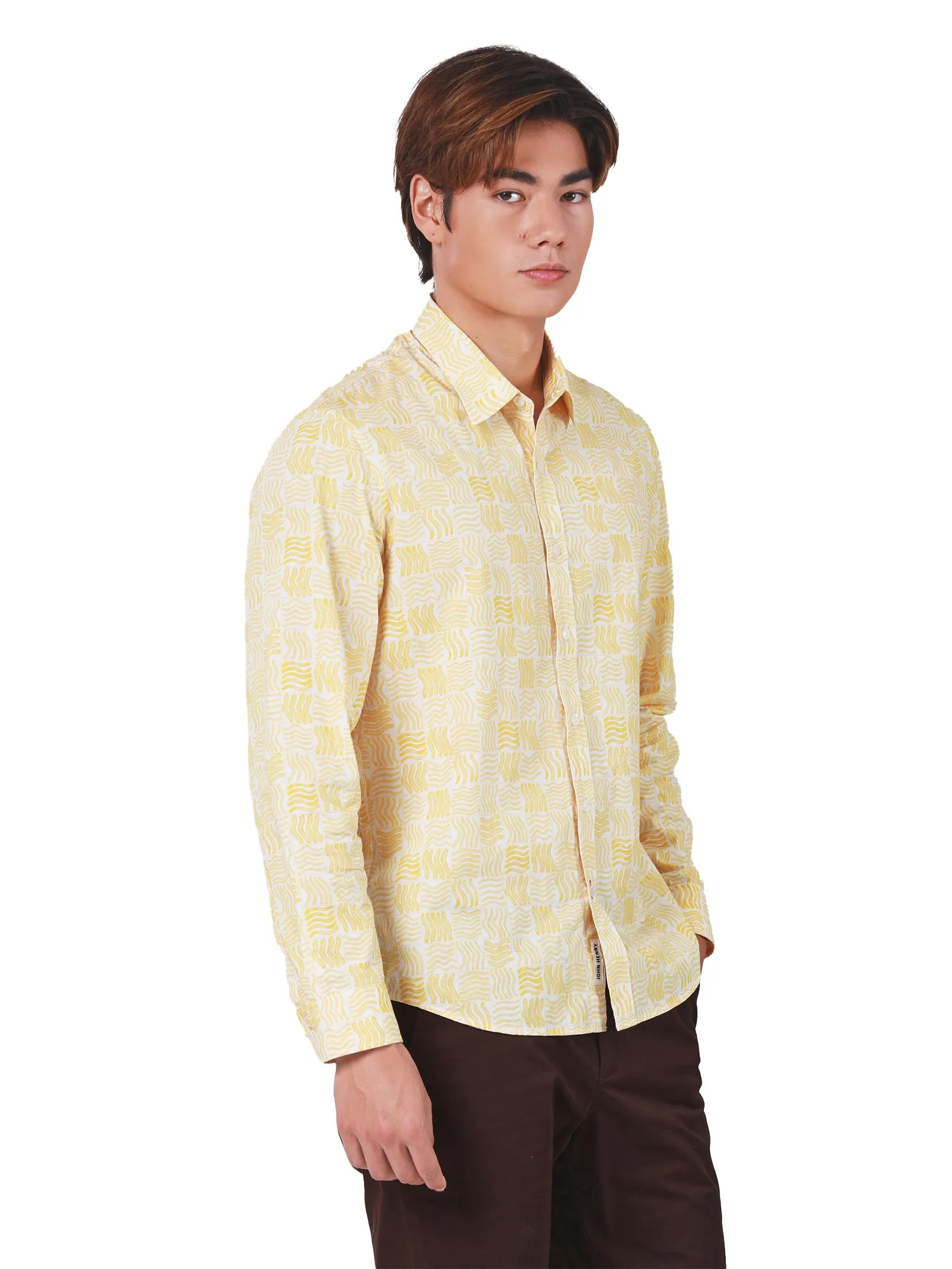 JOHN HENRY Men's Long Sleeves Shirts (Regular Fit) REJUVENATE VACATION Yellow JOHN HENRY Men's Long Sleeves Shirts (Regular Fit) REJUVENATE VACATION Yellow