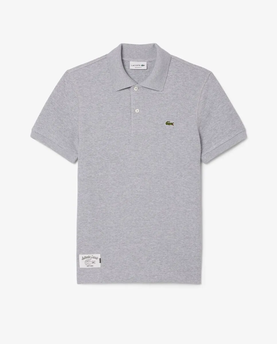 LACOSTE Regular Fit Knit Polo Shirt Grey LACOSTE Regular Fit Knit Polo Shirt Grey